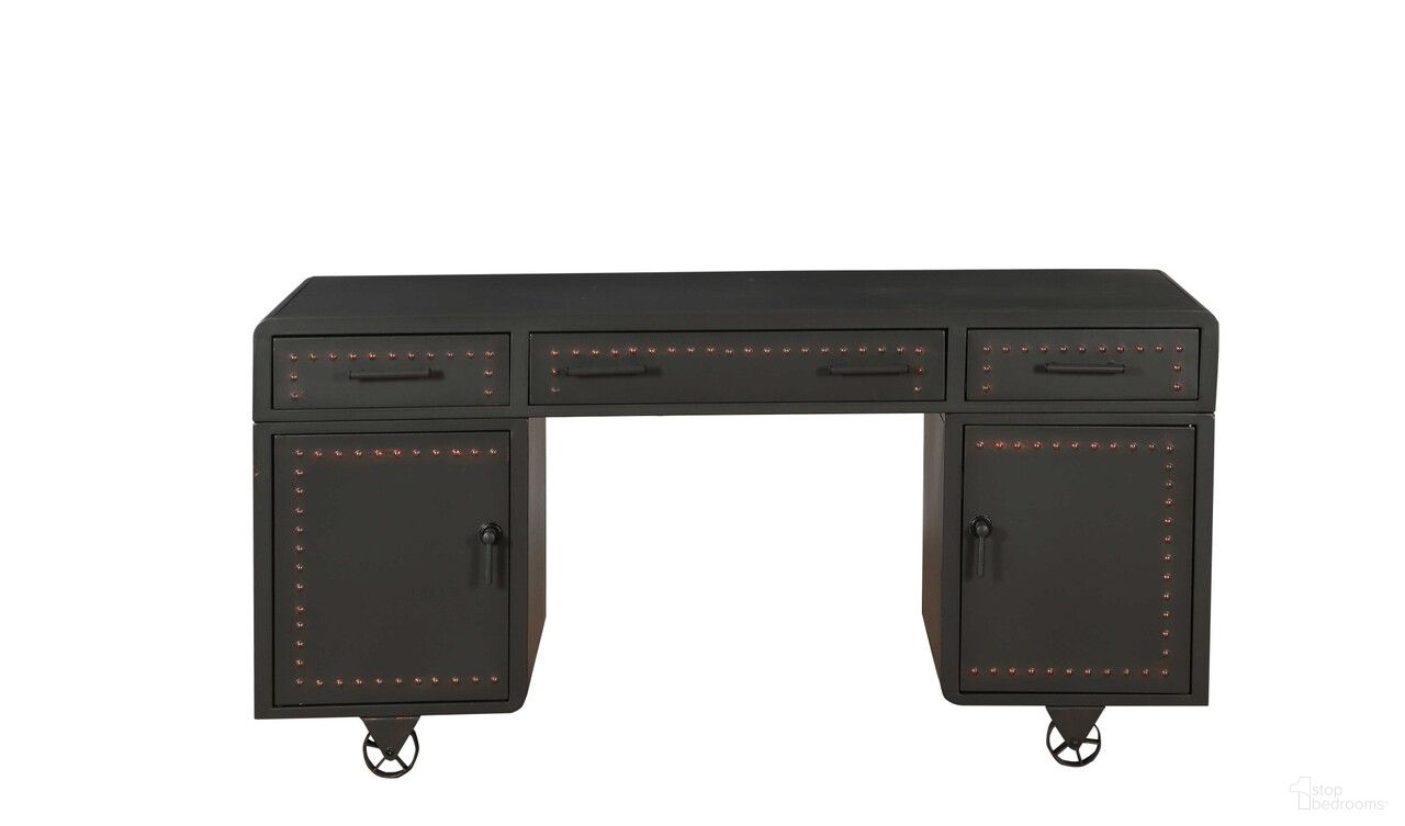 The appearance of 63 Inch Metal Executive Desk with Two Cabinets Three Drawers In Gray designed by Homeroots in the modern / contemporary interior design. This gray piece of furniture  was selected by 1StopBedrooms from  to add a touch of cosiness and style into your home. Sku: 491402. Material: Metal.