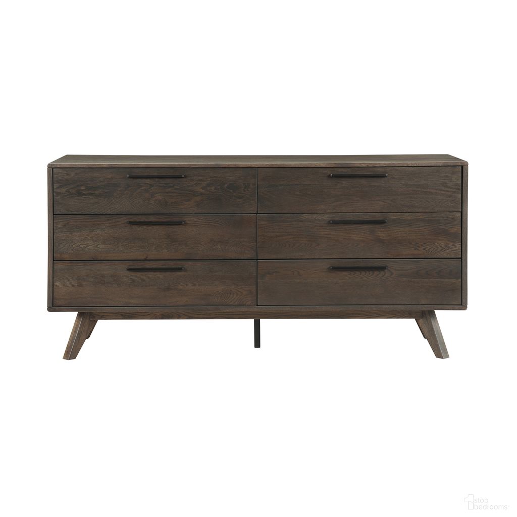 63 Inch Solid Wood Six Drawer Double Dresser In Dark Brown