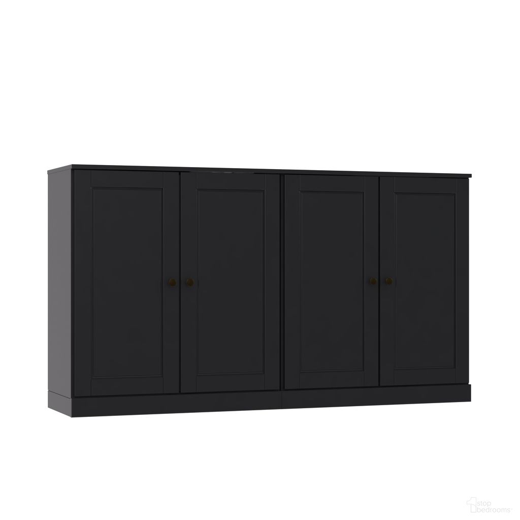 The appearance of 64 Inch Sideboard with Raised Panel Doors and Adjustable Shelves In Black designed by Palace Imports in the modern / contemporary interior design. This black piece of furniture was selected by 1StopBedrooms from to add a touch of cosiness and style into your home. Sku: 9707. Material: Solid Pine Wood.