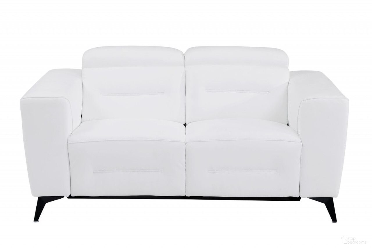 The appearance of 65 Inch Italian Leather Power Reclining Loveseat In White and Black designed by Homeroots in the modern / contemporary interior design. This white and black piece of furniture  was selected by 1StopBedrooms from  to add a touch of cosiness and style into your home. Sku: 482204. Material: Genuine Leather.