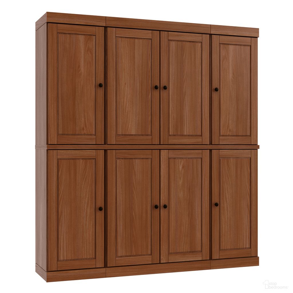 65 Inch Pantry Cabinet with Raised Panel Doors and 2-Drawers In Mocha