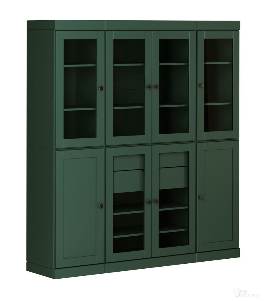 65 Inch Pantry China Cabinet with Shaker Doors and 2-Drawers In Green