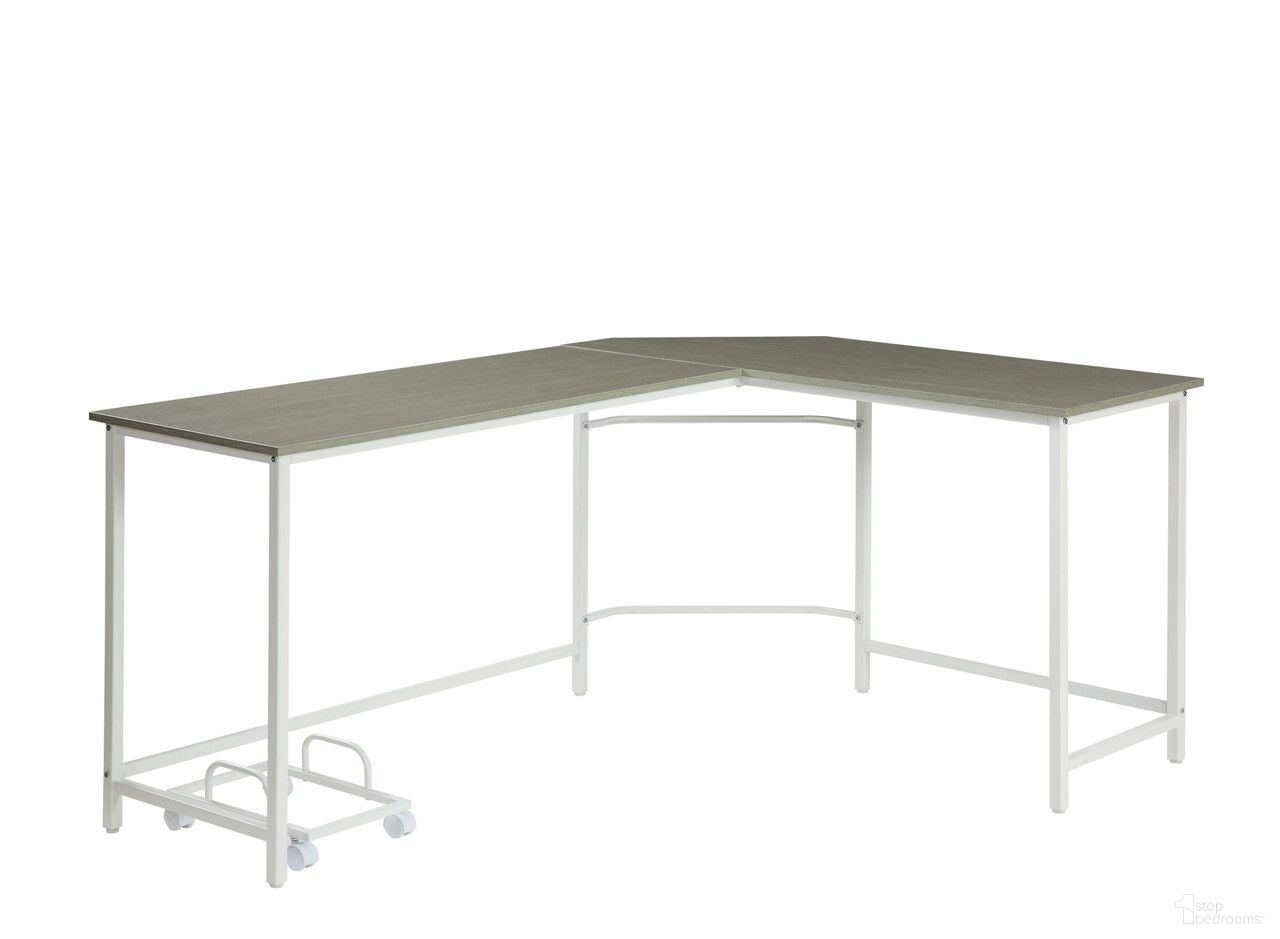 66 Inch L Shape Computer Desk In Gray and White