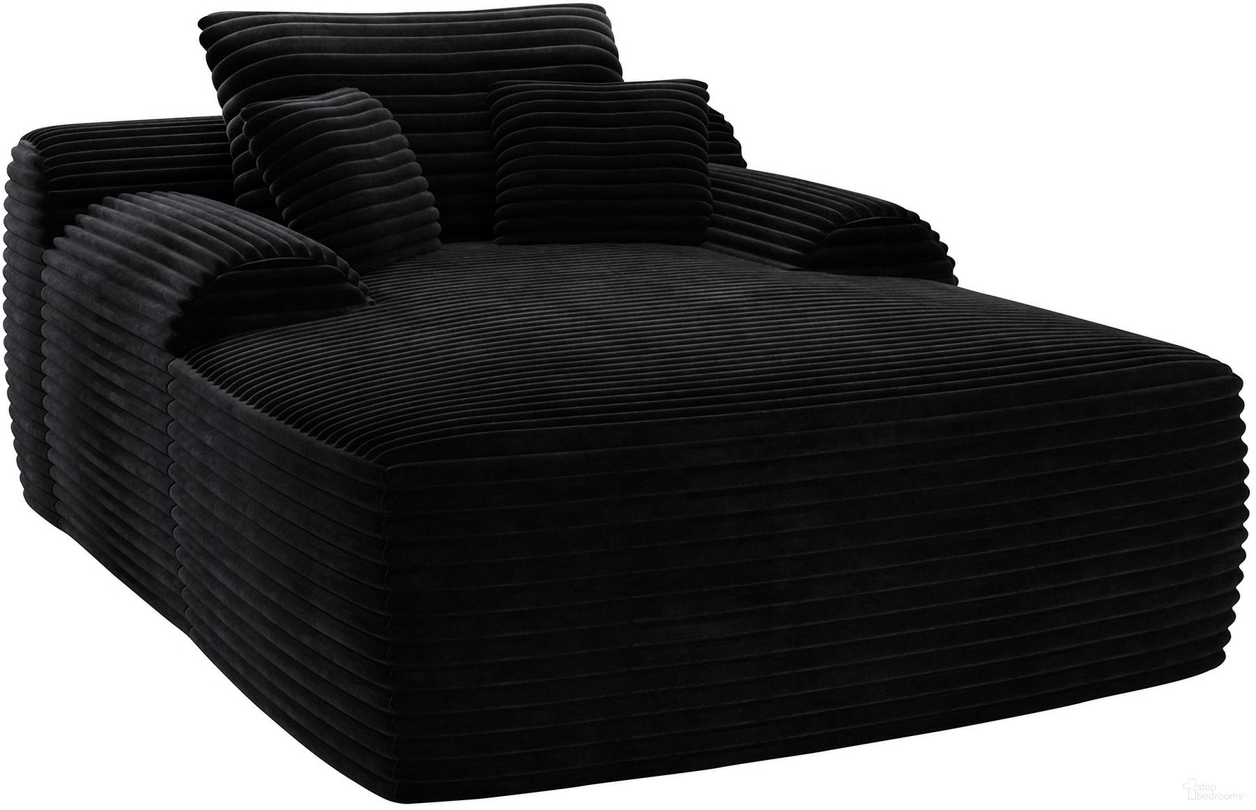 The appearance of 67 Inch Corduroy Oversized Chaise Lounge Chair and Toss Pillows In Black designed by Homeroots in the modern / contemporary interior design. This black piece of furniture  was selected by 1StopBedrooms from  to add a touch of cosiness and style into your home. Sku: 634605. Material: Corduroy.