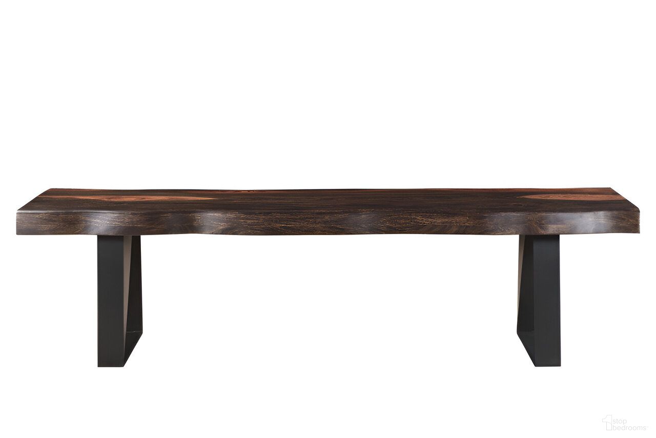 68 Inch Distressed Solid Wood Dining Bench In Dark Brown and Black
