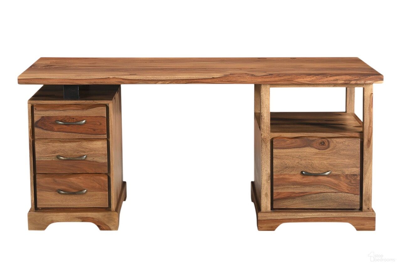 The appearance of 68 Inch Live Edge Solid Wood Writing Desk with Four Drawers In Brown designed by Homeroots in the rustic / southwestern interior design. This brown piece of furniture was selected by 1StopBedrooms from to add a touch of cosiness and style into your home. Sku: 565284. Material: Solid Wood.