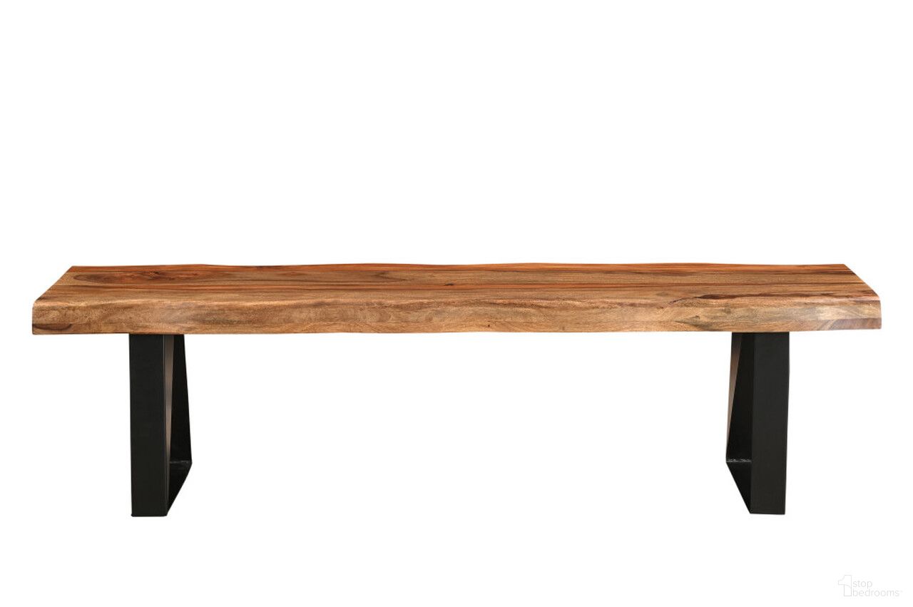 The appearance of 68 Inch Solid Wood and Metal Live Edge Dining Bench In Black and Brown designed by Homeroots in the rustic / southwestern interior design. This black and brown piece of furniture was selected by 1StopBedrooms from to add a touch of cosiness and style into your home. Sku: 565286. Material: Wood.