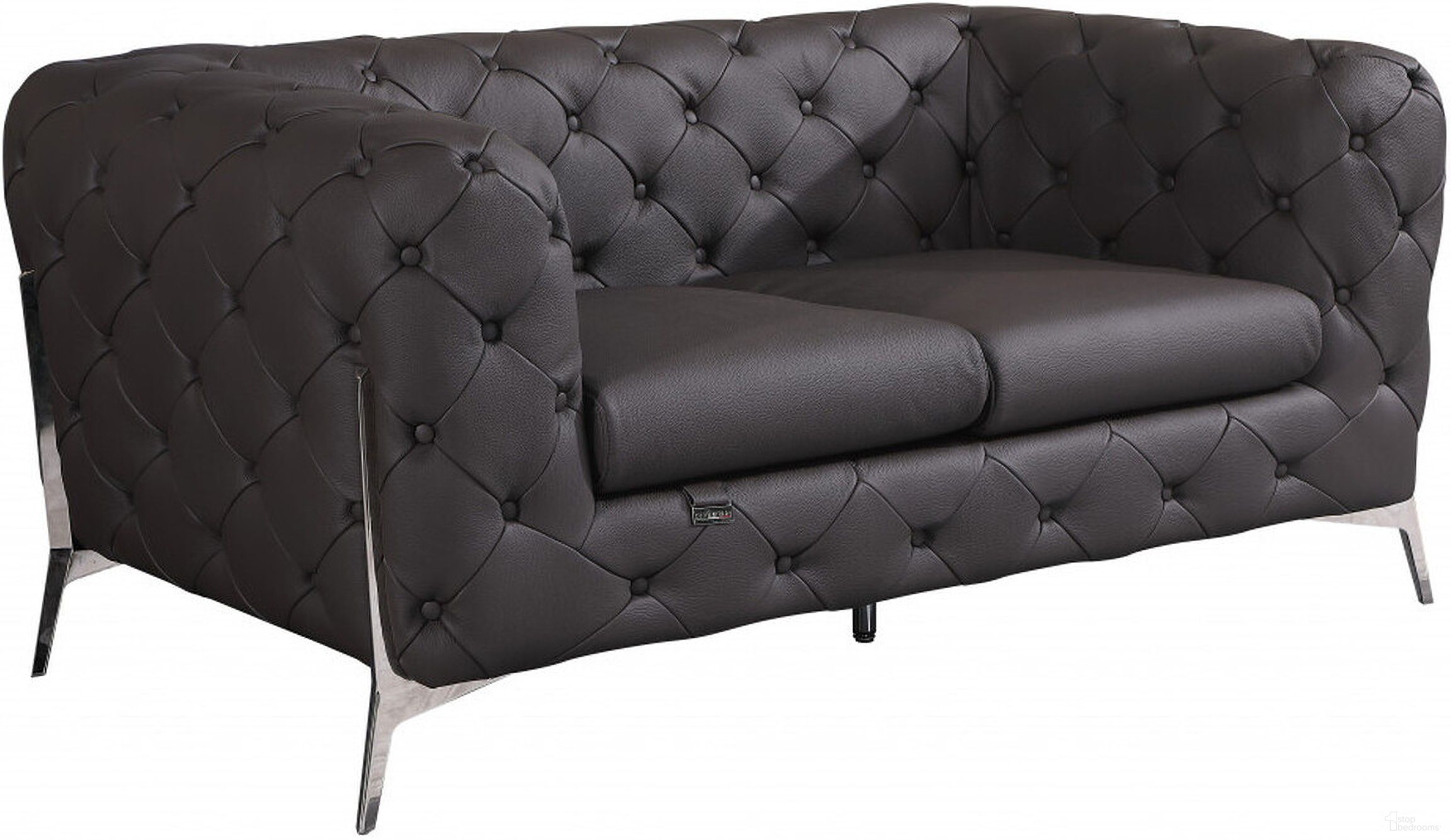 The appearance of 69 Inch Italian Leather Loveseat In Silver and Brown designed by Homeroots in the modern / contemporary interior design. This silver and brown piece of furniture  was selected by 1StopBedrooms from  to add a touch of cosiness and style into your home. Sku: 477572. Material: Genuine Leather.