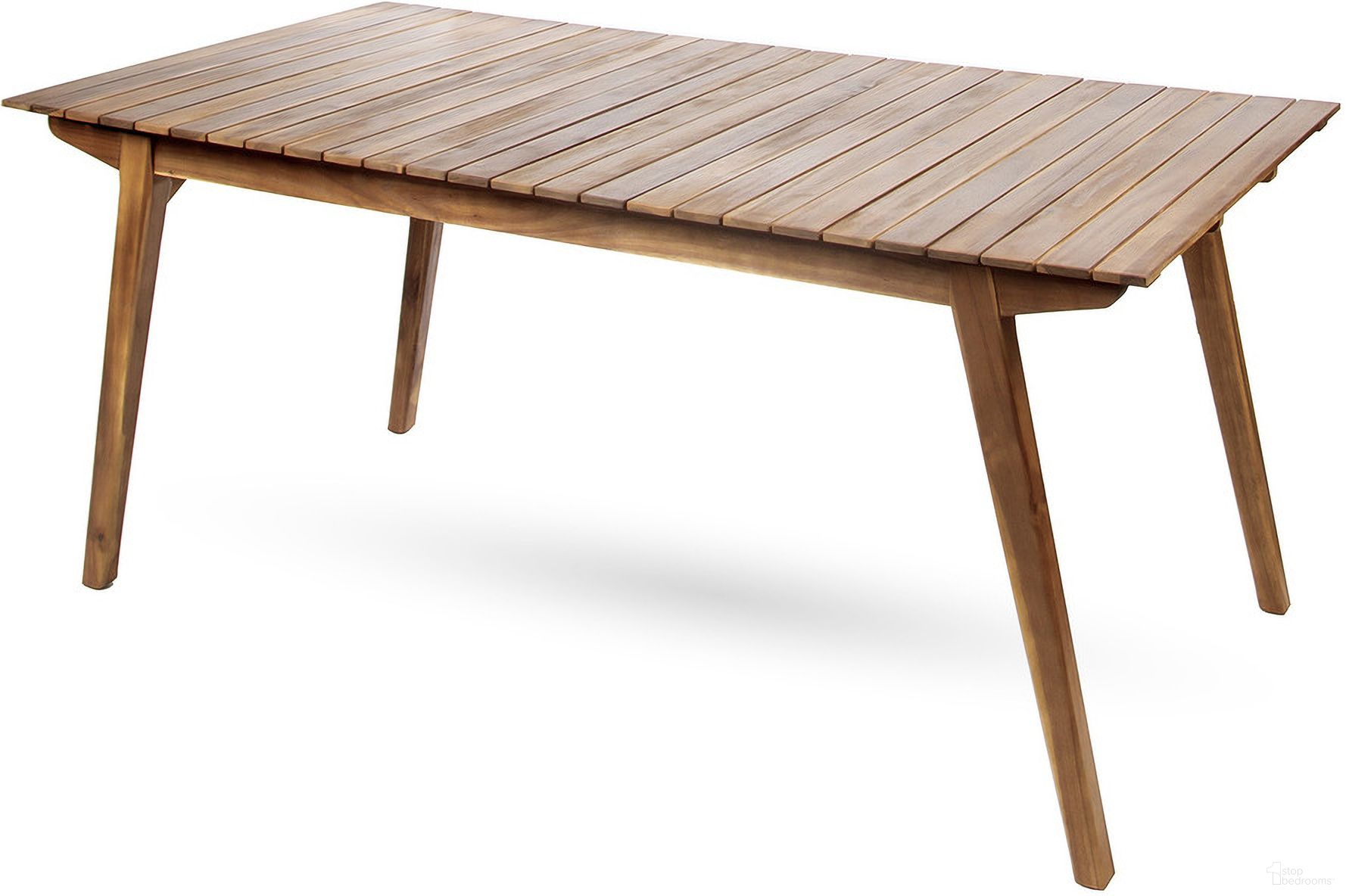 The appearance of 69 Inch Outdoor Dining Table with Acacia Wood Frame In Teak designed by Noble House in the country / farmhouse interior design. This teak piece of furniture was selected by 1StopBedrooms from to add a touch of cosiness and style into your home. Sku: 60388.00. Table Top Shape: Rectangular. Material: Acacia Wood.