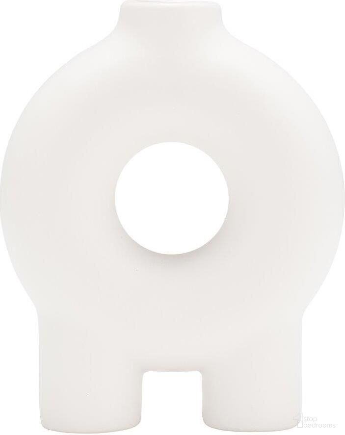 7 Inch Donut Footed Vase In White