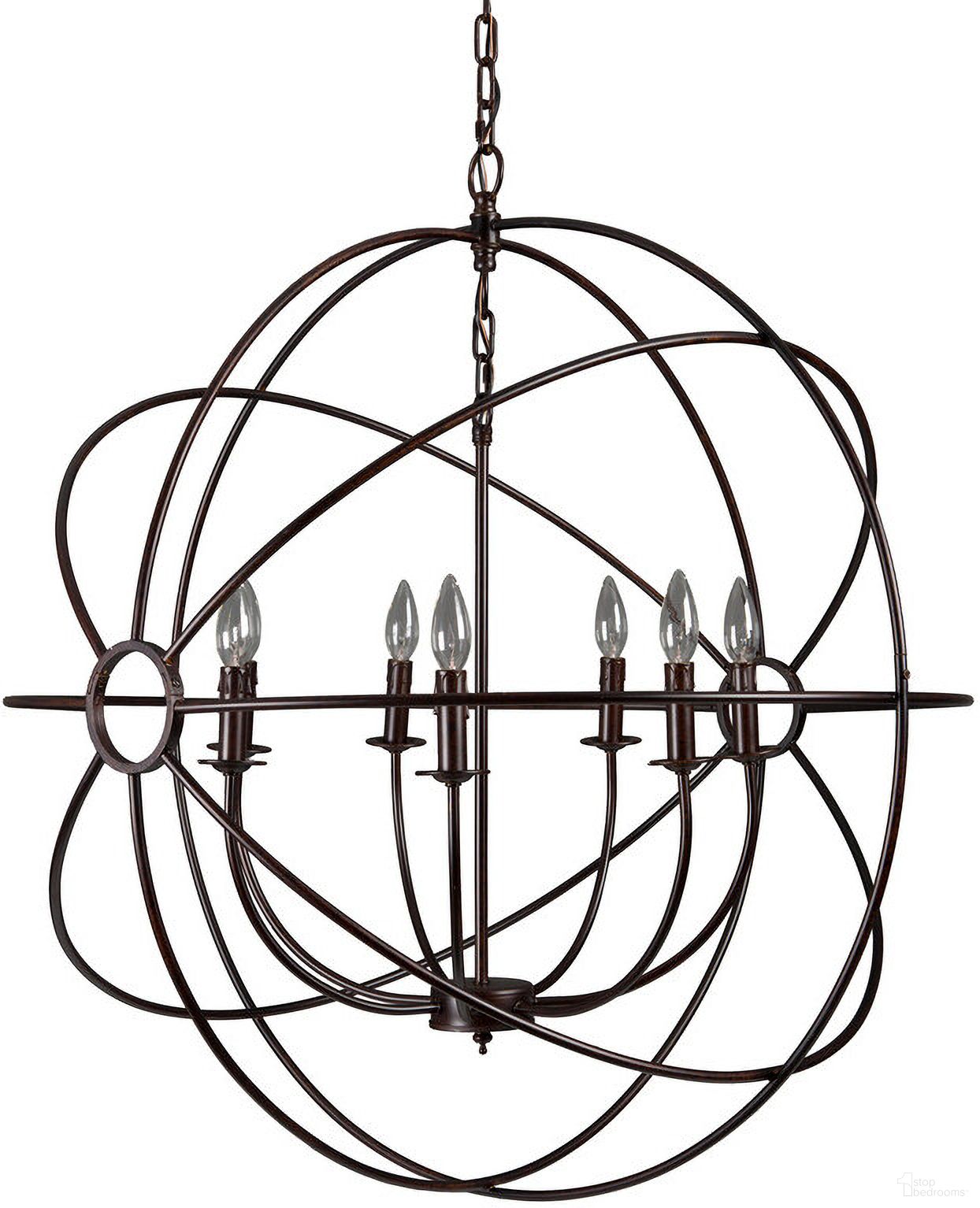 7-Light Orb Chandelier In Rustic Black