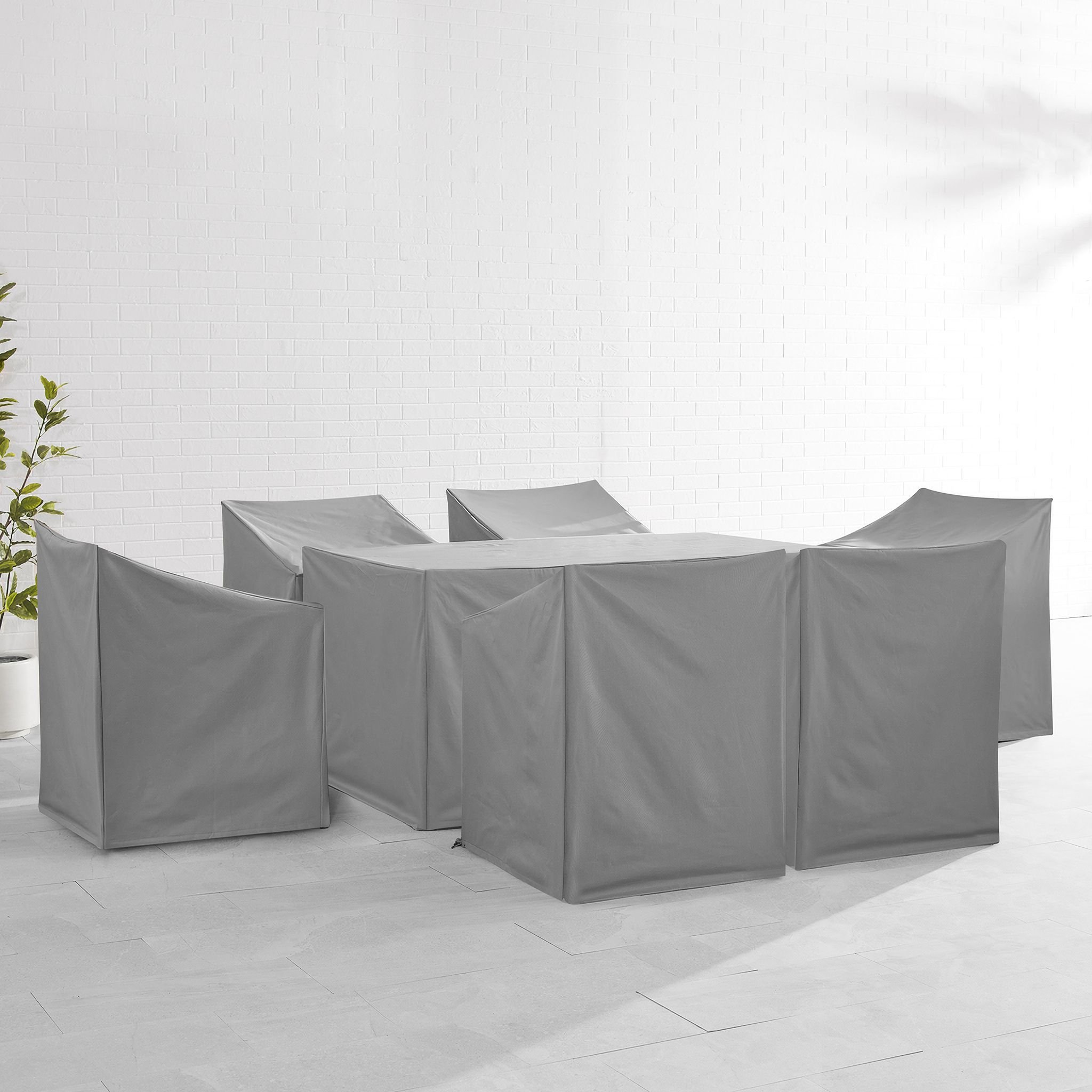 The appearance of 7 Piece Outdoor Dining Furniture Cover Set In Gray designed by Crosley Brands in the modern / contemporary interior design. This gray piece of furniture was selected by 1StopBedrooms from Furniture Covers Collection to add a touch of cosiness and style into your home. Sku: CO7509-GY;CO7509-GY;CO7509-GY;CO7511-GY. Material: PVC.