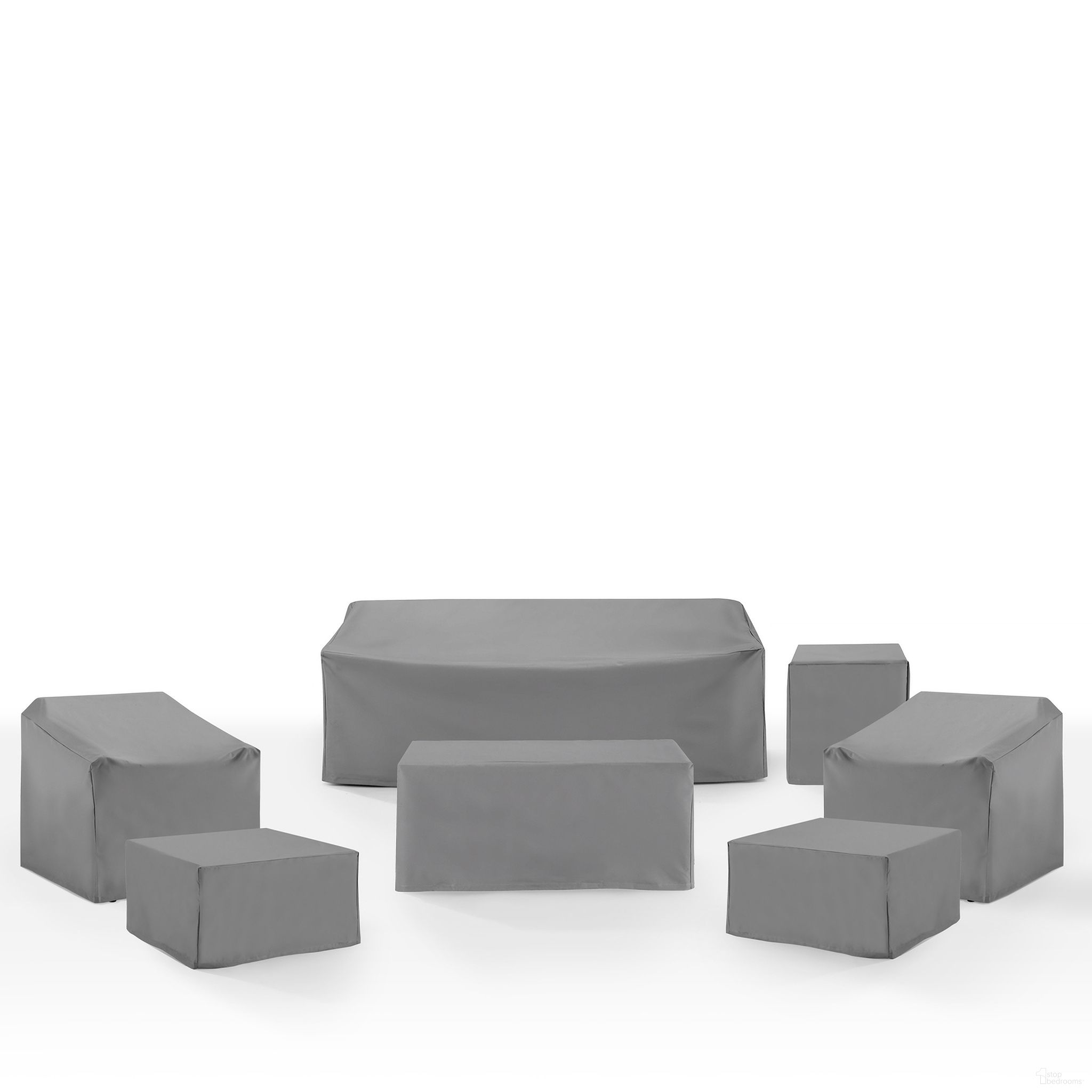The appearance of 7 Piece Outdoor Furniture Cover Set In Gray designed by Crosley Brands in the modern / contemporary interior design. This gray piece of furniture was selected by 1StopBedrooms from Furniture Covers Collection to add a touch of cosiness and style into your home. Sku: CO7507-GY;CO7507-GY;CO7504-GY;CO7500-GY;CO7500-GY;CO7502-GY;CO7503-GY. Material: PVC.