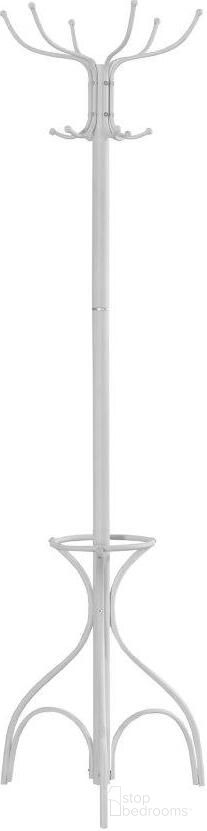 The appearance of 70 Inch Coat Rack In White Metal With An Umbrella Holder designed by Monarch Specialties in the modern / contemporary interior design. This white piece of furniture  was selected by 1StopBedrooms from  to add a touch of cosiness and style into your home. Sku: I 2030. Material: Metal.
