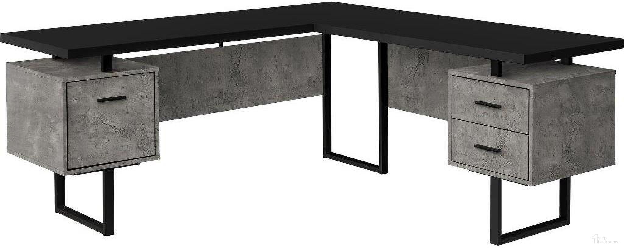 The appearance of 70 Inch Computer Desk In Black Concrete designed by Monarch Specialties in the modern / contemporary interior design. This black and gray piece of furniture  was selected by 1StopBedrooms from  to add a touch of cosiness and style into your home. Sku: I 7617. Material: MDF.