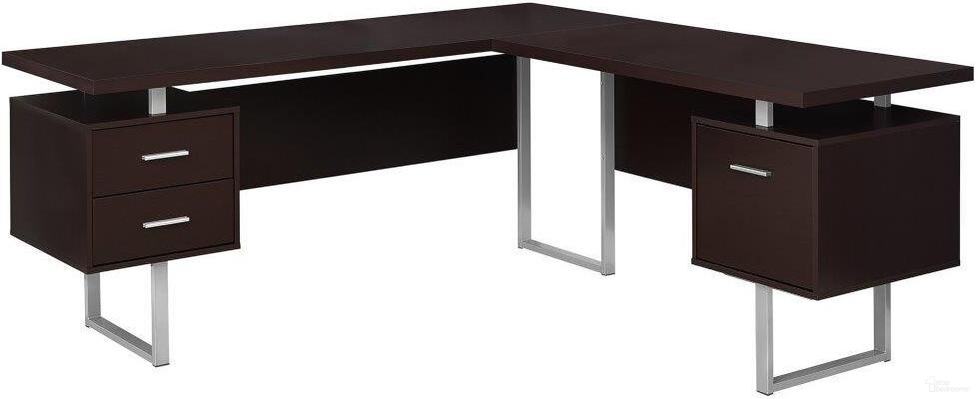 The appearance of 70 Inch Computer Desk In Espresso With Left Or Right Facing designed by Monarch Specialties in the modern / contemporary interior design. This espresso piece of furniture was selected by 1StopBedrooms from to add a touch of cosiness and style into your home. Sku: I 7305. Material: MDF.