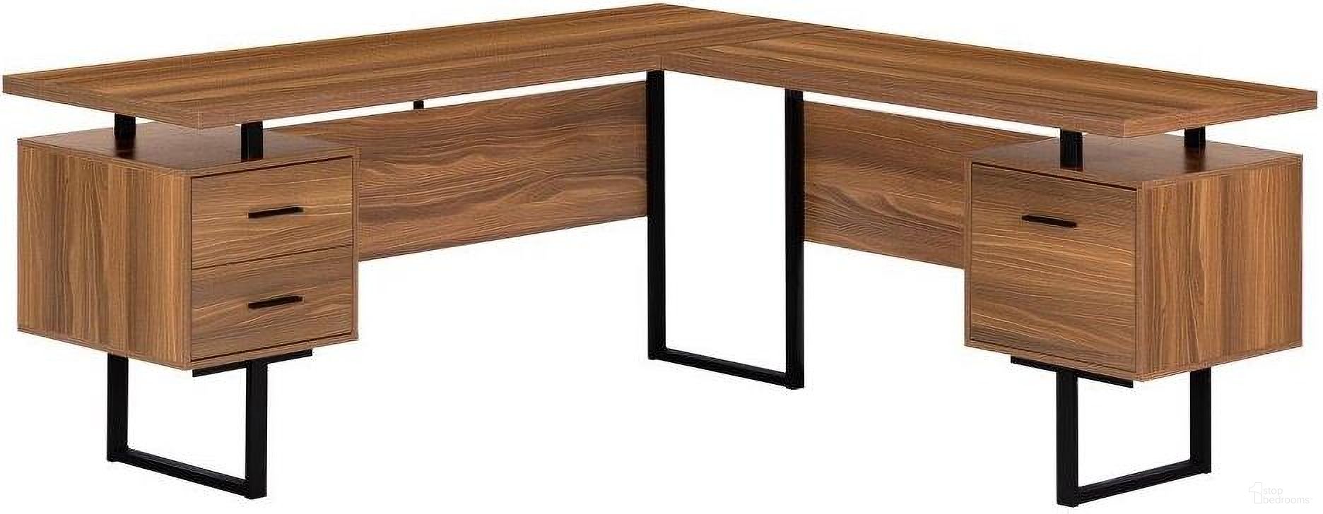 The appearance of 70 Inch Computer Desk In Walnut With Left Or Right Face designed by Monarch Specialties in the modern / contemporary interior design. This walnut piece of furniture  was selected by 1StopBedrooms from  to add a touch of cosiness and style into your home. Sku: I 7610. Material: MDF.