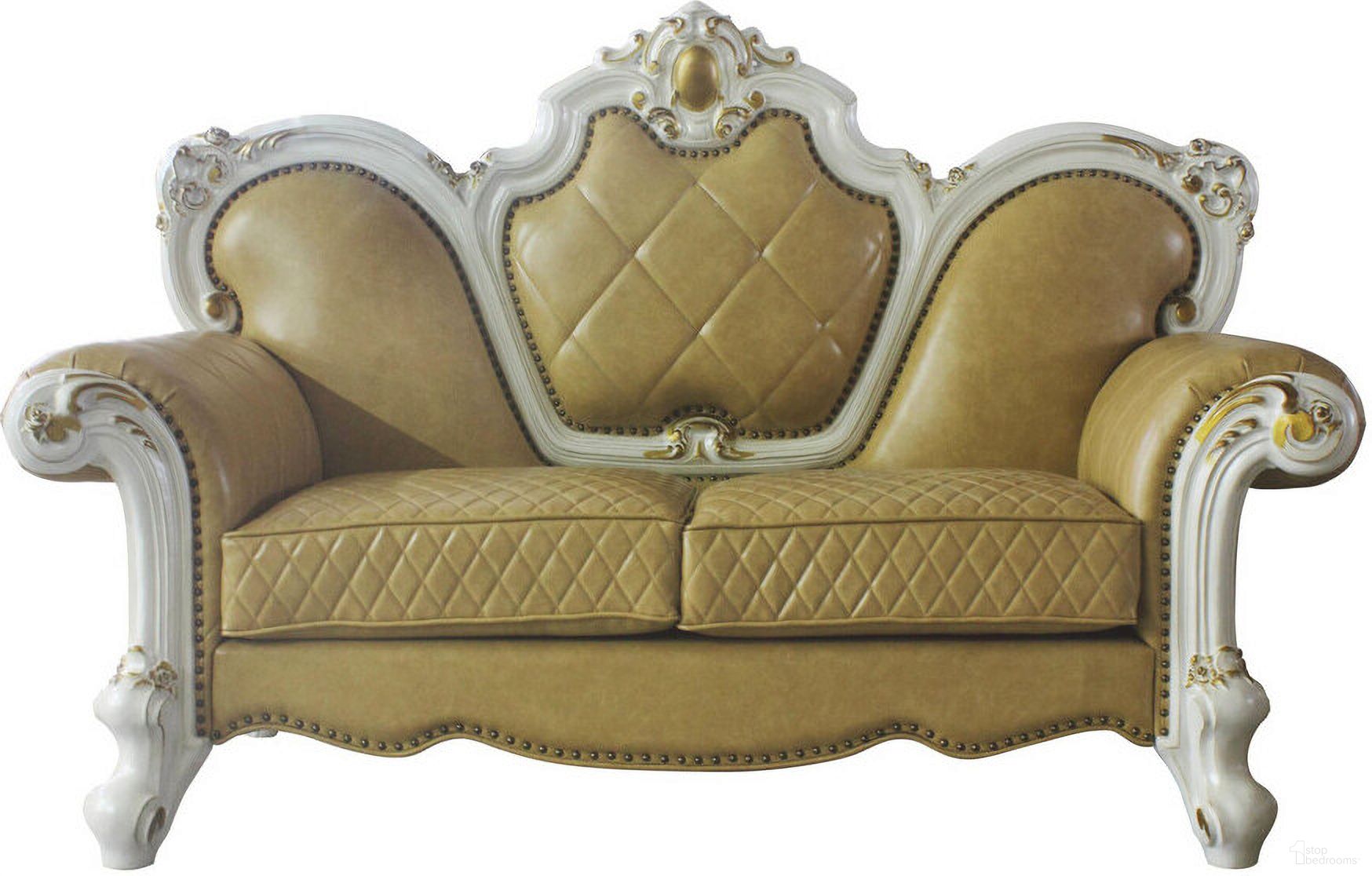 The appearance of 70 Inch Faux Leather Loveseat and Toss Pillows In Golden Yellow and Pearl designed by Homeroots in the modern / contemporary interior design. This golden yellow and pearl piece of furniture was selected by 1StopBedrooms from to add a touch of cosiness and style into your home. Sku: 515711. Material: Faux Leather.
