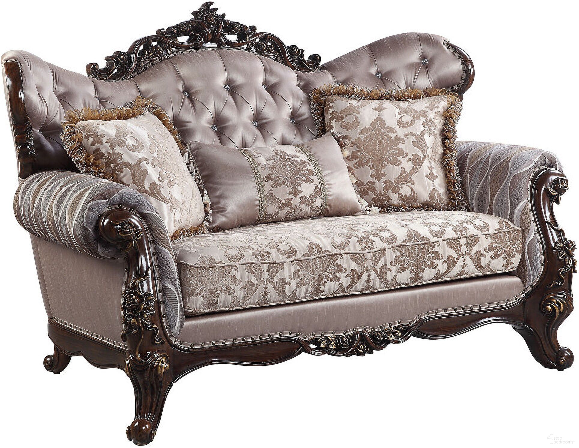 The appearance of 70 Inch Loveseat and Toss Pillows In Brown and Pink designed by Homeroots in the transitional interior design. This brown/pink piece of furniture  was selected by 1StopBedrooms from  to add a touch of cosiness and style into your home. Sku: 515730. Material: Fabric.