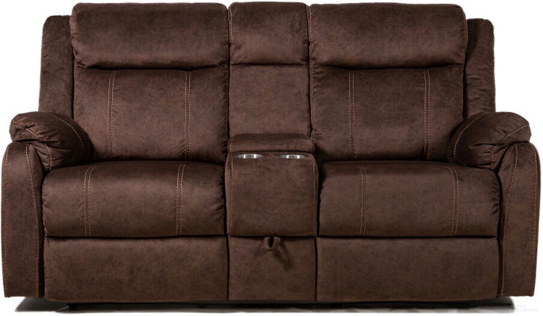 The appearance of 70 Inch Manual Reclining Loveseat with Storage In Dark Brown designed by Homeroots in the transitional interior design. This dark brown piece of furniture was selected by 1StopBedrooms from to add a touch of cosiness and style into your home. Sku: 561564. Material: Faux Leather.