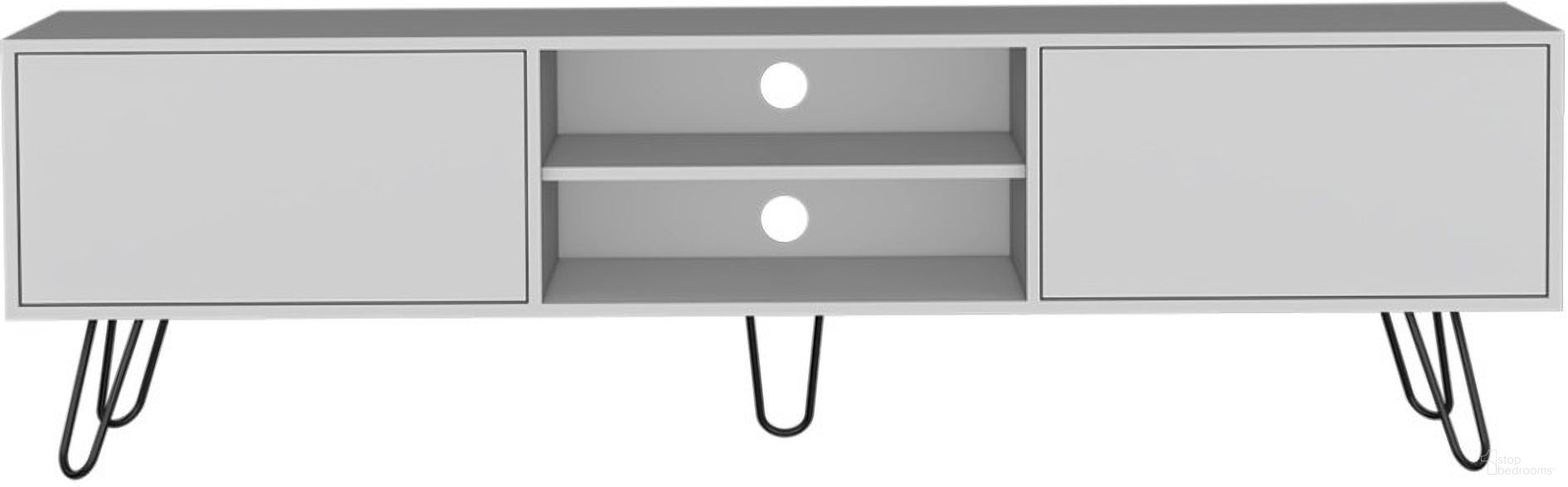 71 Inch Cabinet Open and Enclosed Storage TV Stand In White