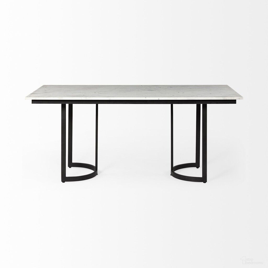 The appearance of 71 Inch Dining Table In White and Black designed by Homeroots in the modern / contemporary interior design. This white and black piece of furniture  was selected by 1StopBedrooms from  to add a touch of cosiness and style into your home. Sku: 397604. Table Base Style: Double Pedestal. Material: Wood. Table Top Shape: Rectangular. Size: 35" x 71".