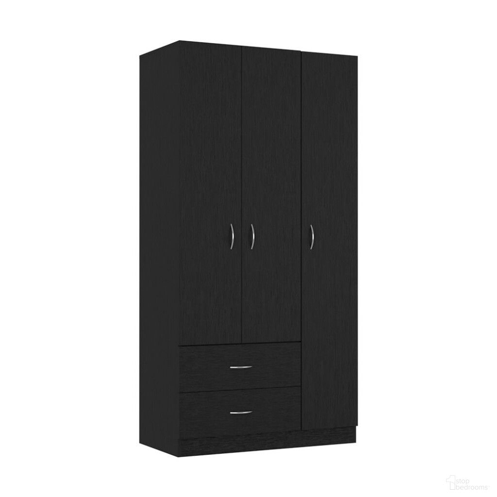 71 Inch Manufactured Wood Two Drawer Combo Dresser In Black