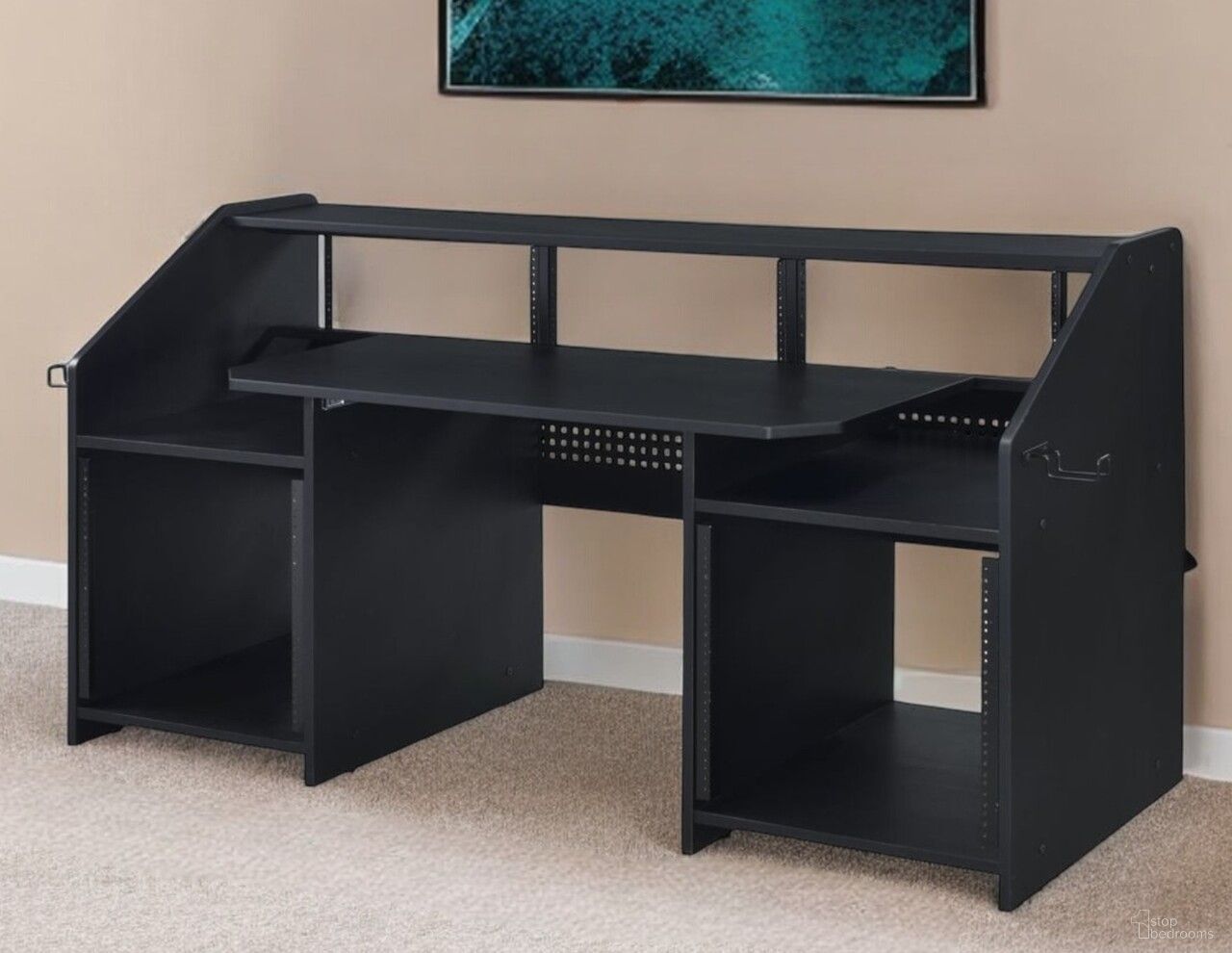 The appearance of 71 Inch Music Desk In Black designed by Homeroots in the modern / contemporary interior design. This black piece of furniture  was selected by 1StopBedrooms from  to add a touch of cosiness and style into your home. Sku: 491539.