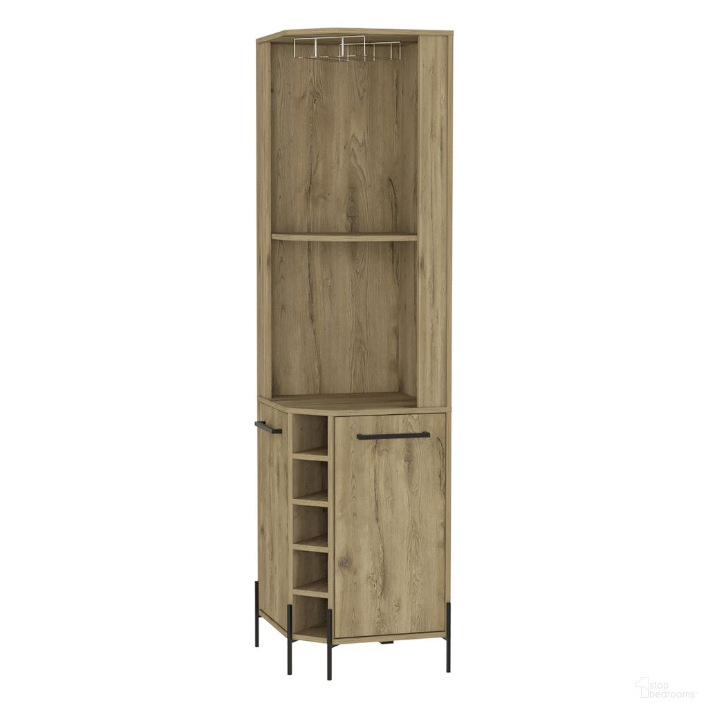 The appearance of 71 Inch Wood Corner Bar Cabinet with Two Doors In Natural designed by Homeroots in the transitional interior design. This natural piece of furniture  was selected by 1StopBedrooms from  to add a touch of cosiness and style into your home. Sku: 479765. Material: Solid Wood.