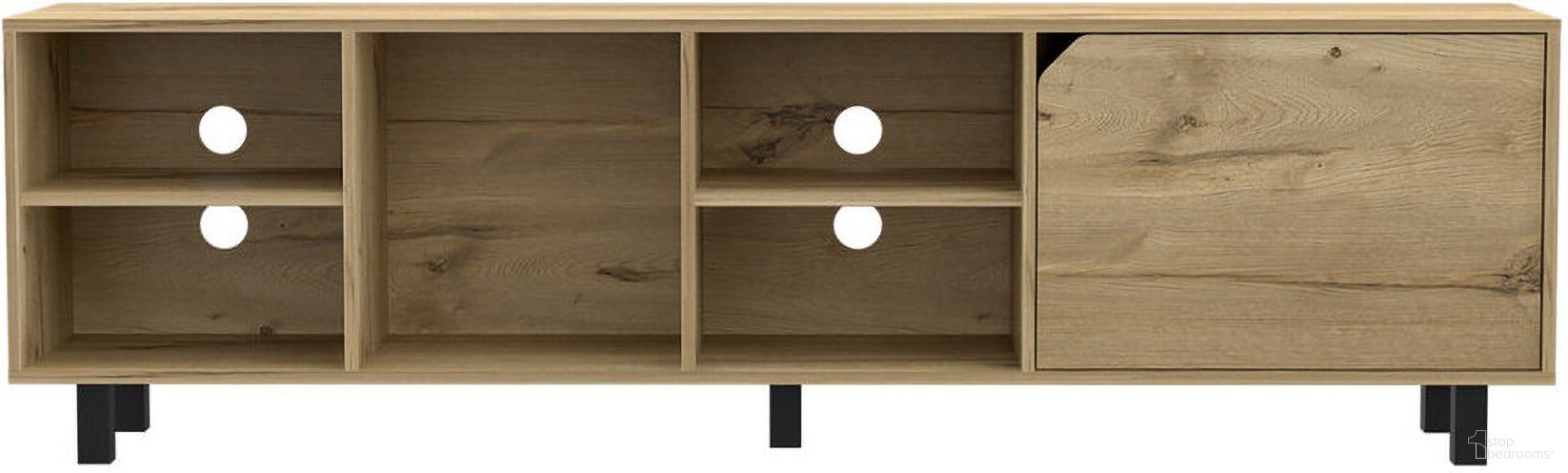 71 Inch Wood Enclosed and Open Storage TV Stand In Natural