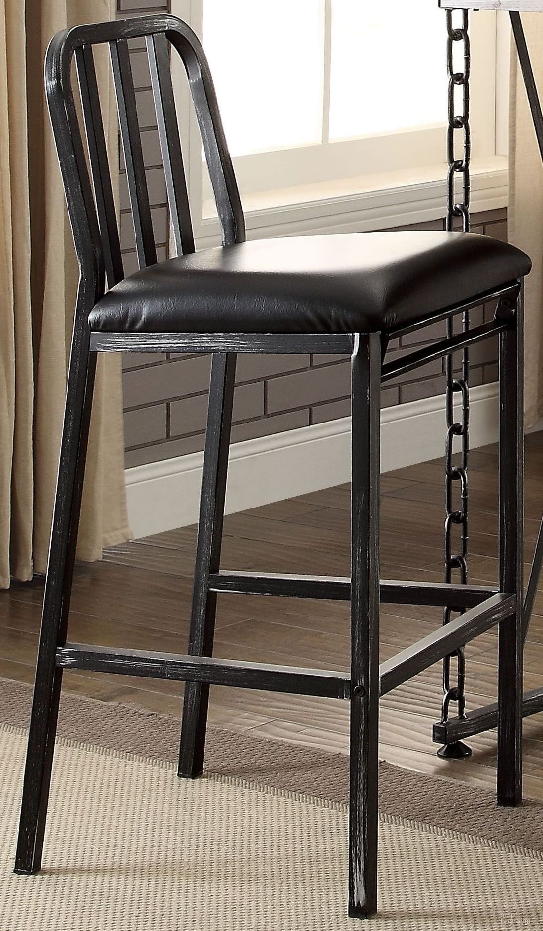 The appearance of Jodie Black Antique Black Bar Chair Set of 2 designed by ACME in the modern / contemporary interior design. This black piece of furniture was selected by 1StopBedrooms from Jodie Collection to add a touch of cosiness and style into your home. Sku: 71992. Material: Vinyl.