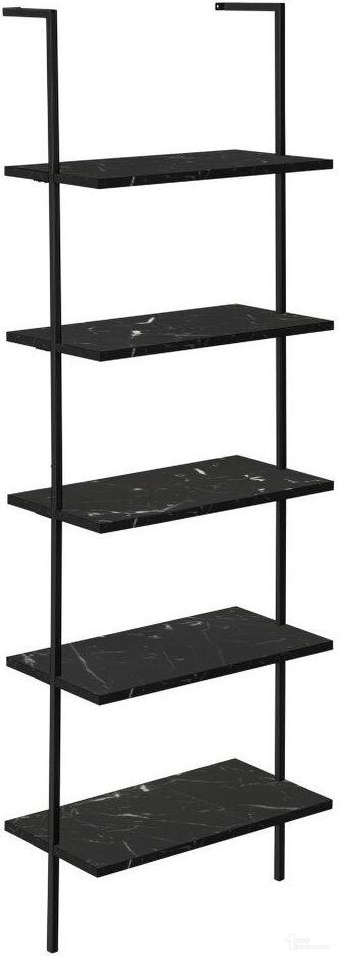 The appearance of 72 Inch Black Marble And Black Metal Ladder Bookcase designed by Monarch Specialties in the modern / contemporary interior design. This black black piece of furniture  was selected by 1StopBedrooms from  to add a touch of cosiness and style into your home. Sku: I 3684. Material: Metal.