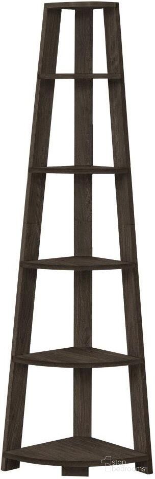 The appearance of 72 Inch Brown Oak Corner Accent Etagere Bookcase designed by Monarch Specialties in the modern / contemporary interior design. This oak piece of furniture was selected by 1StopBedrooms from to add a touch of cosiness and style into your home. Sku: I 2469. Material: MDF.