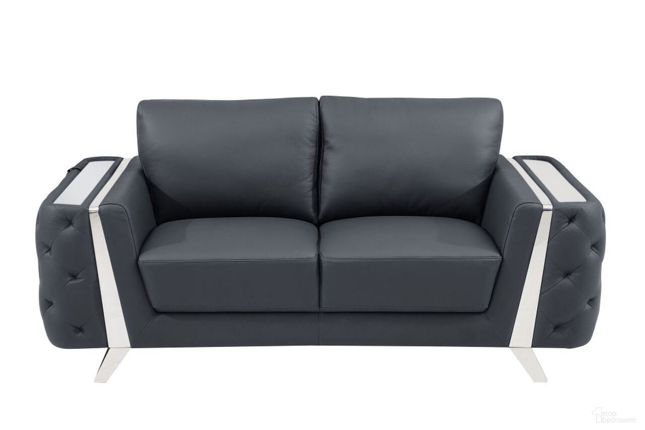 The appearance of 72 Inch Genuine Leather Loveseat In Dark Gray and Silver designed by Homeroots in the modern / contemporary interior design. This dark gray/silver piece of furniture was selected by 1StopBedrooms from to add a touch of cosiness and style into your home. Sku: 518568. Material: Genuine Leather.