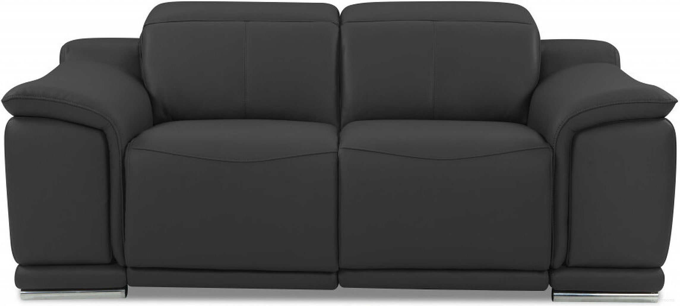 The appearance of 72 Inch Italian Leather Power Reclining Loveseat In Grey and Silver designed by Homeroots in the modern / contemporary interior design. This grey and silver piece of furniture  was selected by 1StopBedrooms from  to add a touch of cosiness and style into your home. Sku: 477569. Material: Genuine Leather.
