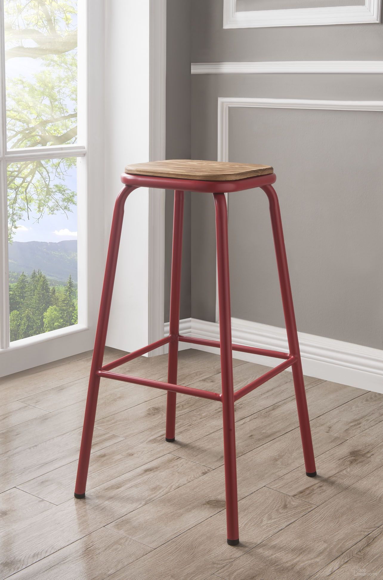 The appearance of Scarus Red Bar Stool Set of 2 designed by ACME in the industrial interior design. This red piece of furniture was selected by 1StopBedrooms from Scarus Collection to add a touch of cosiness and style into your home. Sku: 72388. Material: Metal.