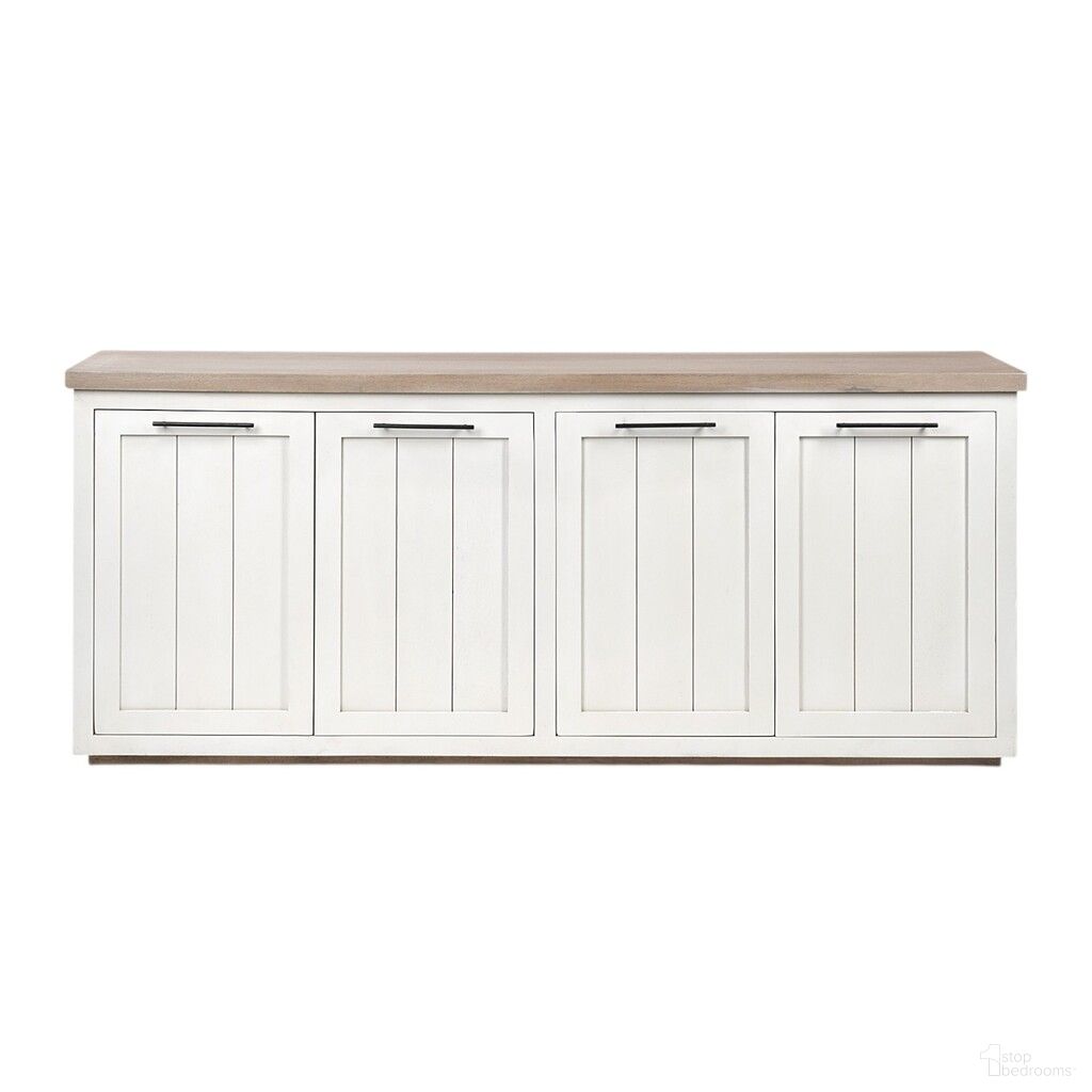 The appearance of 73 Inch Solid Wood Sideboard with Four Doors In White and Brown designed by Homeroots in the transitional interior design. This white and brown piece of furniture  was selected by 1StopBedrooms from  to add a touch of cosiness and style into your home. Sku: 380252. Material: Solid Wood.
