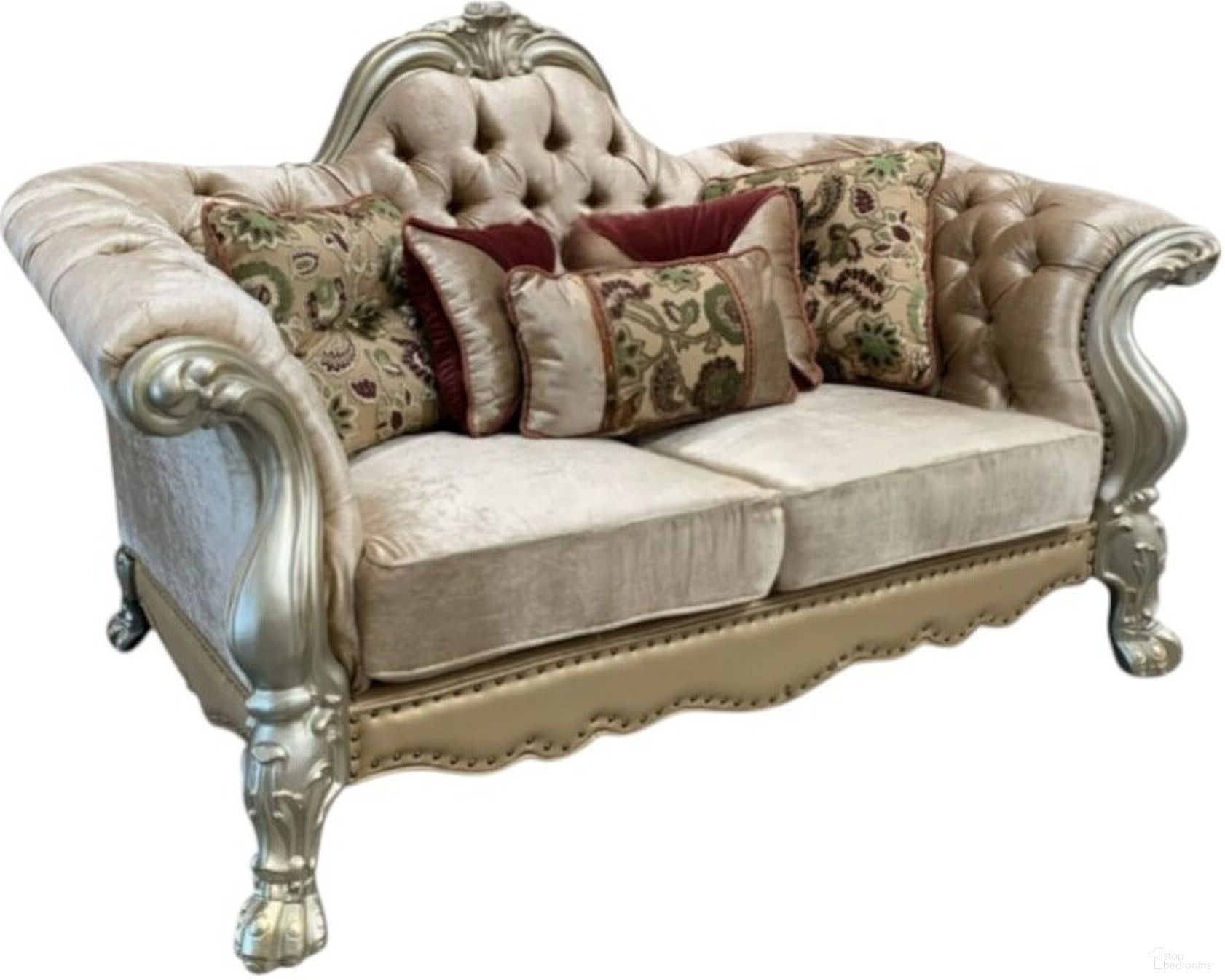 The appearance of 73 Inch Velvet Loveseat and Toss Pillows In Bone designed by Homeroots in the modern / contemporary interior design. This bone piece of furniture was selected by 1StopBedrooms from to add a touch of cosiness and style into your home. Sku: 515701. Material: Velvet.