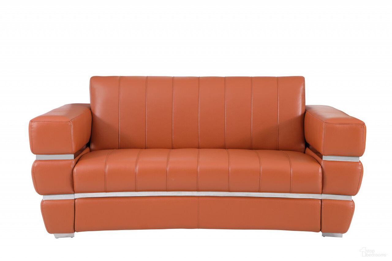 The appearance of 75 Inch Italian Leather Loveseat In Camel and Silver designed by Homeroots in the modern / contemporary interior design. This camel and silver piece of furniture was selected by 1StopBedrooms from to add a touch of cosiness and style into your home. Sku: 477565. Material: Genuine Leather.