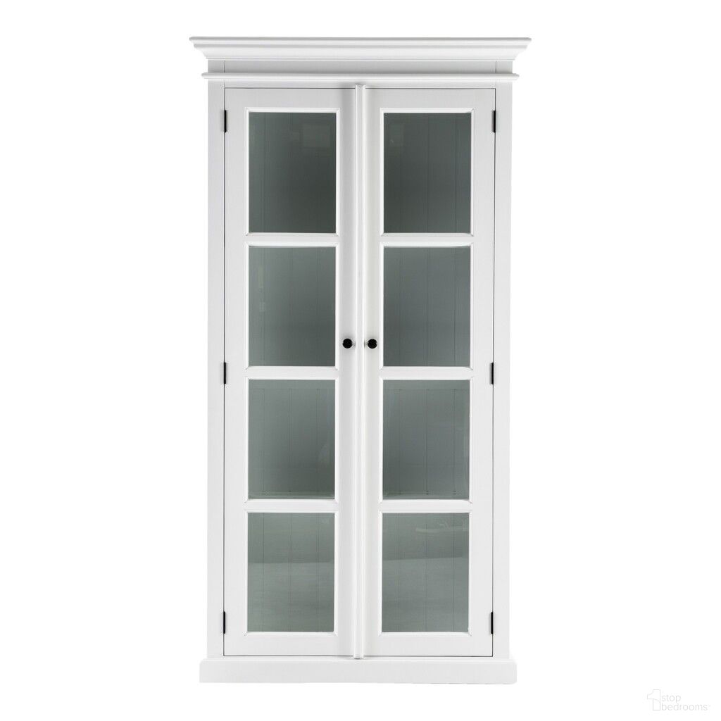 The appearance of 75 Inch Wood and Glass Double Door Storage Cabinet In White designed by Homeroots in the transitional interior design. This white piece of furniture was selected by 1StopBedrooms from to add a touch of cosiness and style into your home. Sku: 397837. Material: Wood.