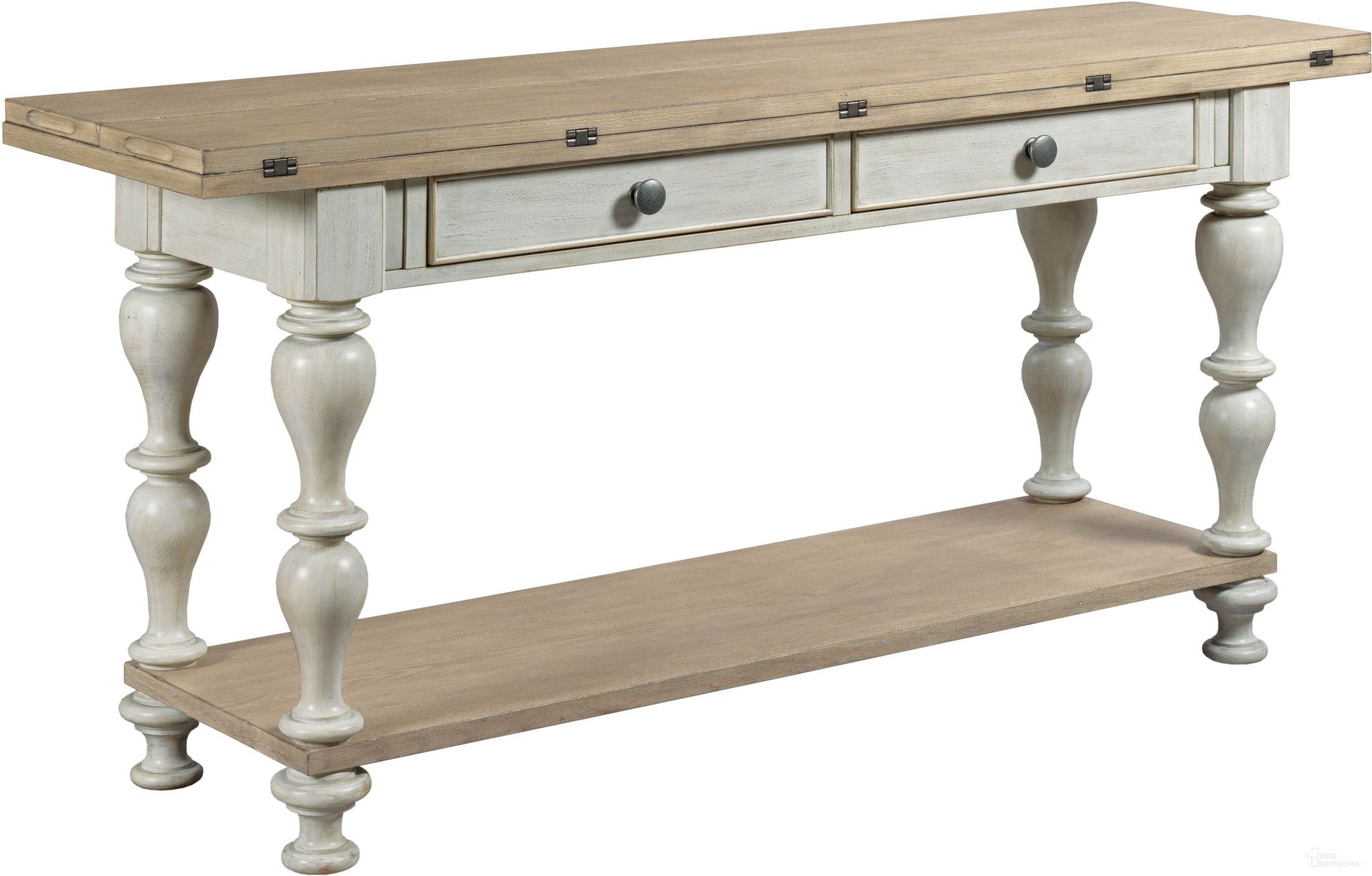 The appearance of Litchfield Sunwashed Lakeside Flip Top Table designed by American Drew in the modern / contemporary interior design. This white piece of furniture was selected by 1StopBedrooms from Litchfield Collection to add a touch of cosiness and style into your home. Sku: 750-926. Material: Wood.
