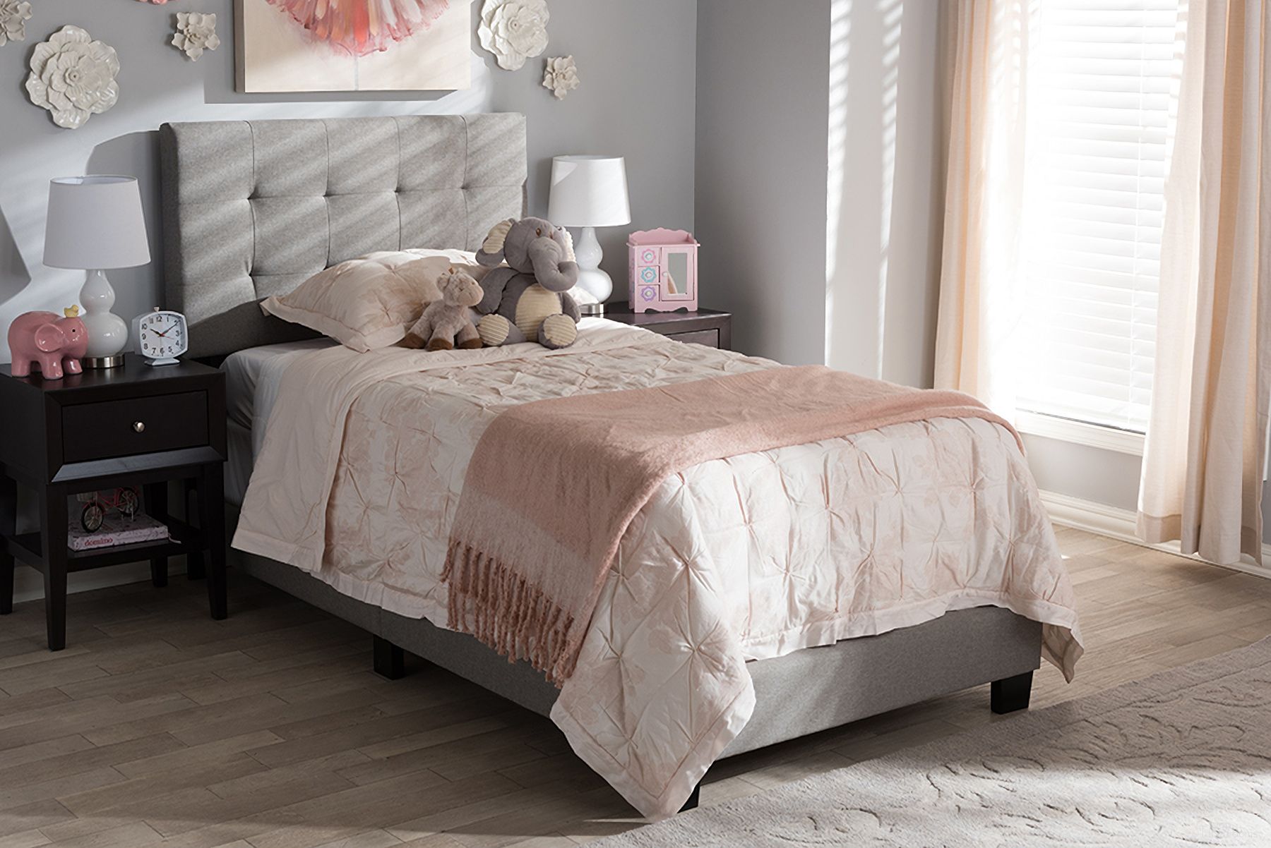 Baxton Studio Brookfield Modern And Contemporary Light Grey Fabric Twin Size Bed