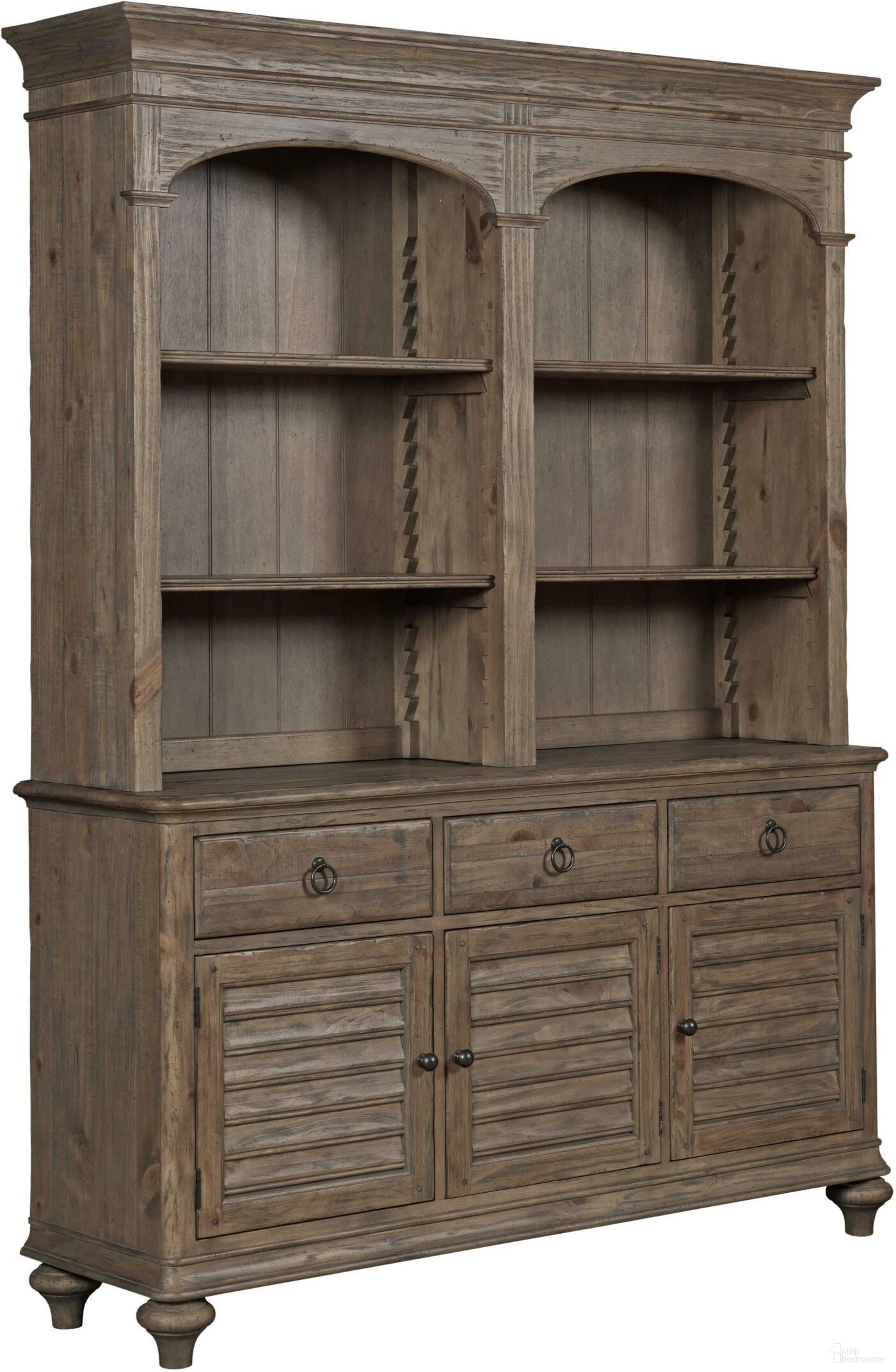 The appearance of Weatherford Heather Hastings Open Buffet with Hutch designed by Kincaid in the transitional interior design. This brown piece of furniture  was selected by 1StopBedrooms from Weatherford Collection to add a touch of cosiness and style into your home. Sku: 76-079P. Material: Wood.