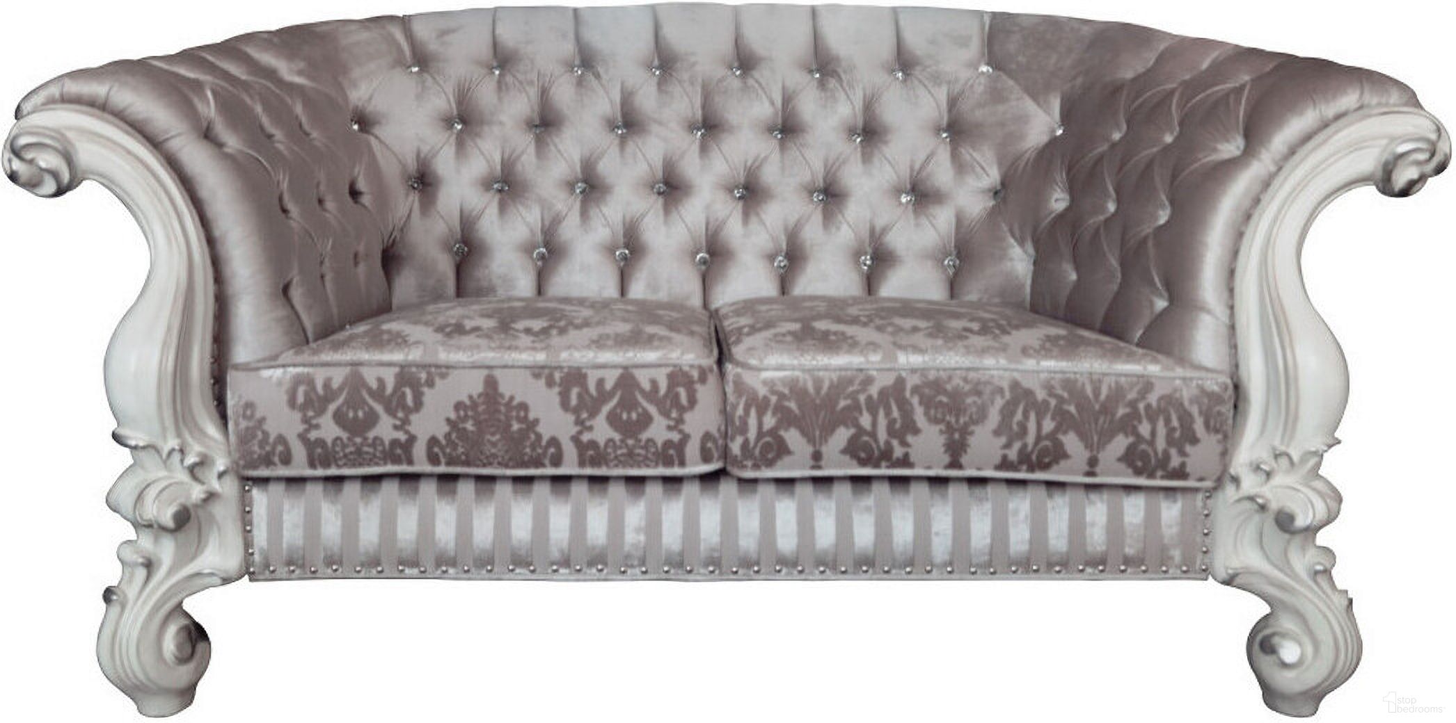 The appearance of 76 Inch Velvet Loveseat and Toss Pillows In Ivory and Off White designed by Homeroots in the modern / contemporary interior design. This ivory and off white piece of furniture  was selected by 1StopBedrooms from  to add a touch of cosiness and style into your home. Sku: 515715. Material: Velvet.