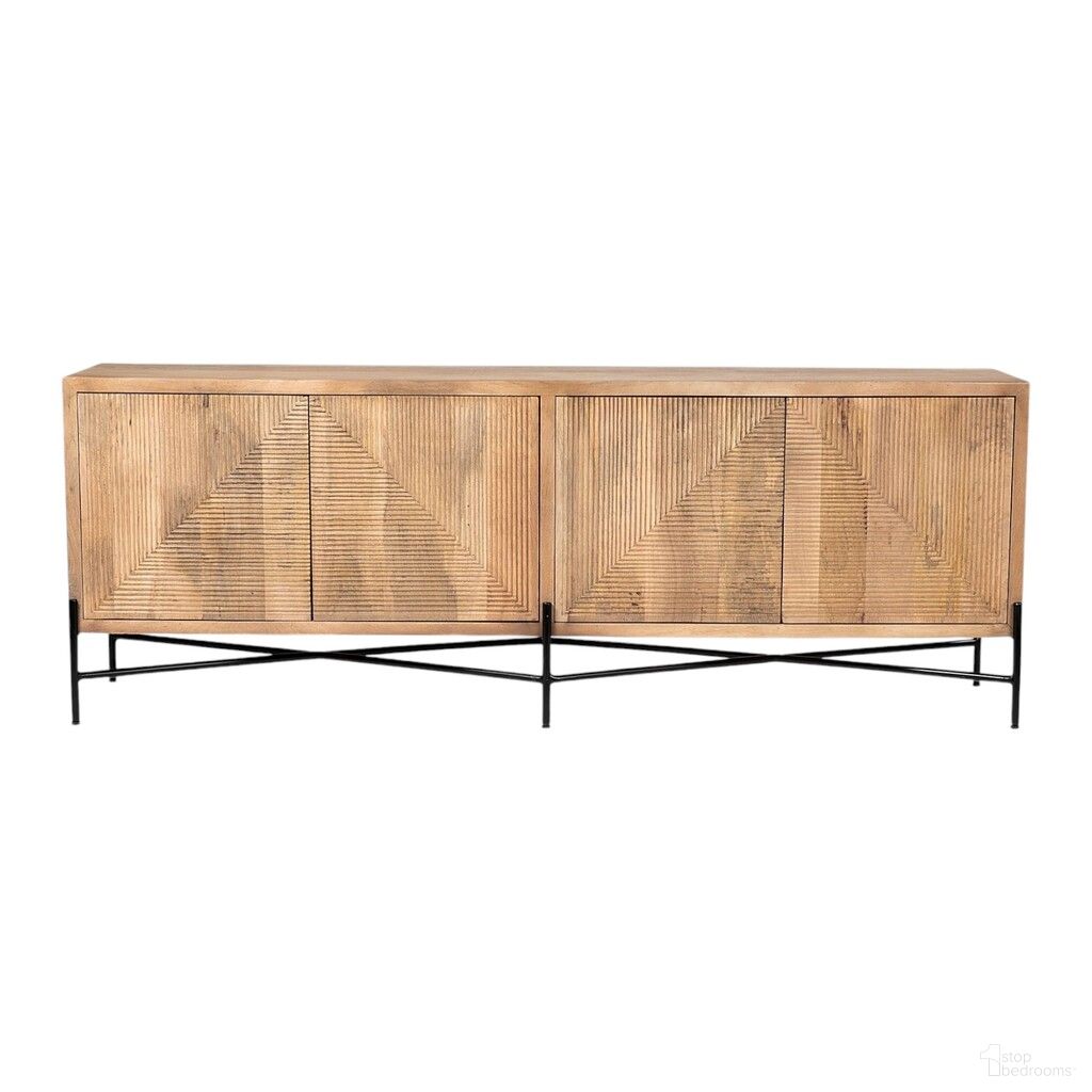 The appearance of 78 Inch Solid Wood Sideboard with Four Doors In Brown designed by Homeroots in the transitional interior design. This brown piece of furniture  was selected by 1StopBedrooms from  to add a touch of cosiness and style into your home. Sku: 380238. Material: Solid Wood.