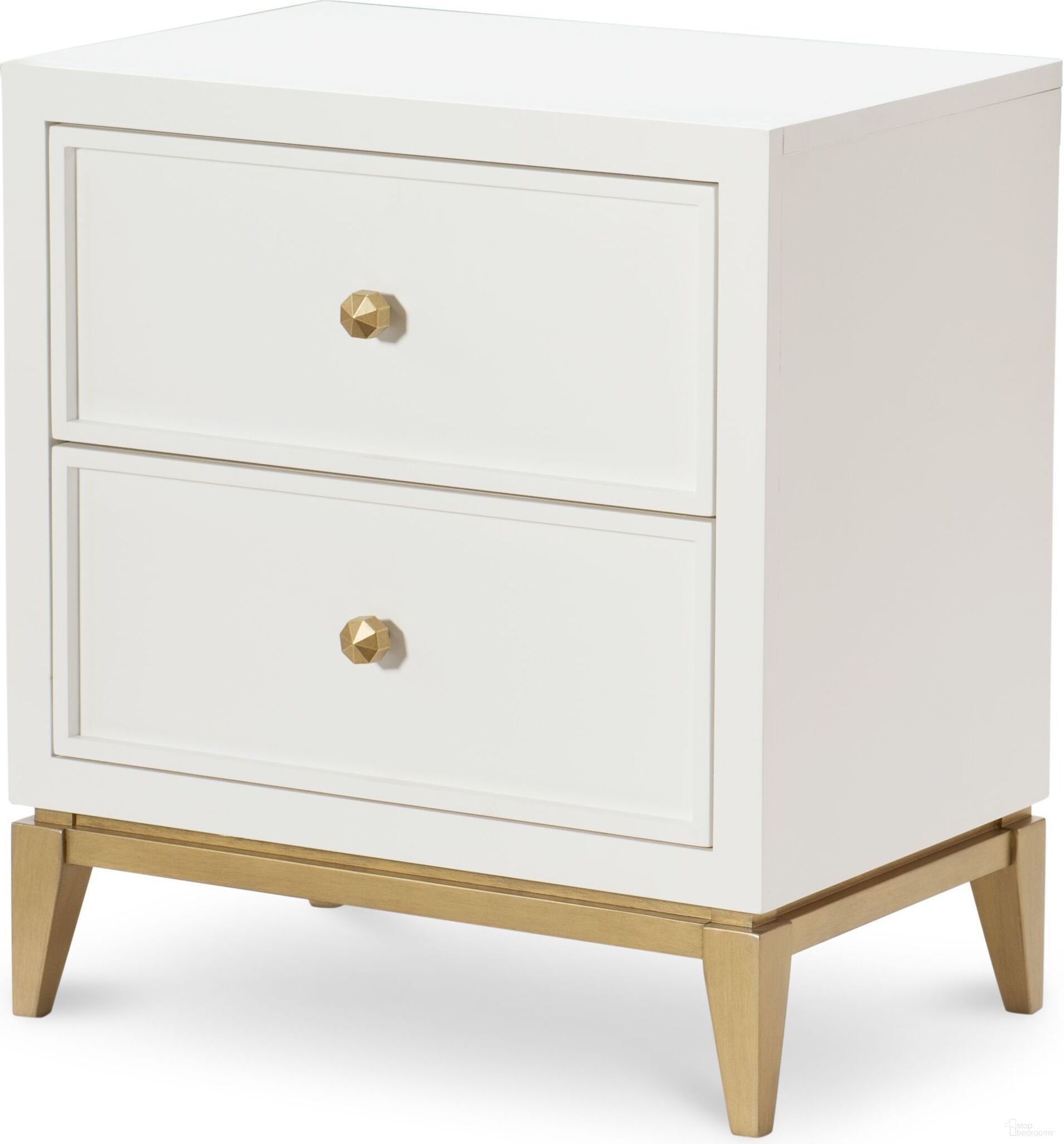 Chelsea 2 Drawer Nightstand In White and Gold