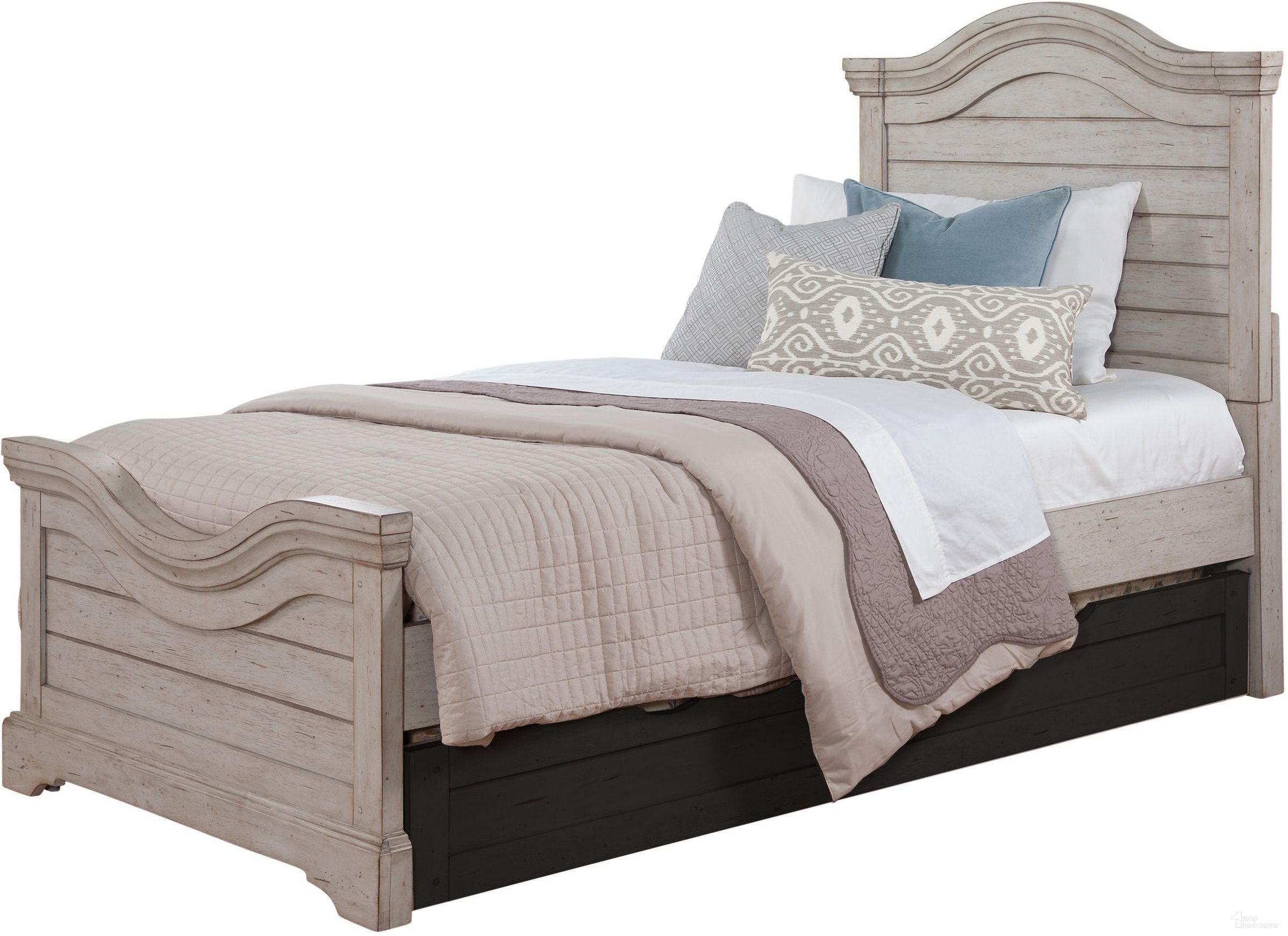 American Woodcrafters Stonebrook Full Panel Bed in Antique Gray