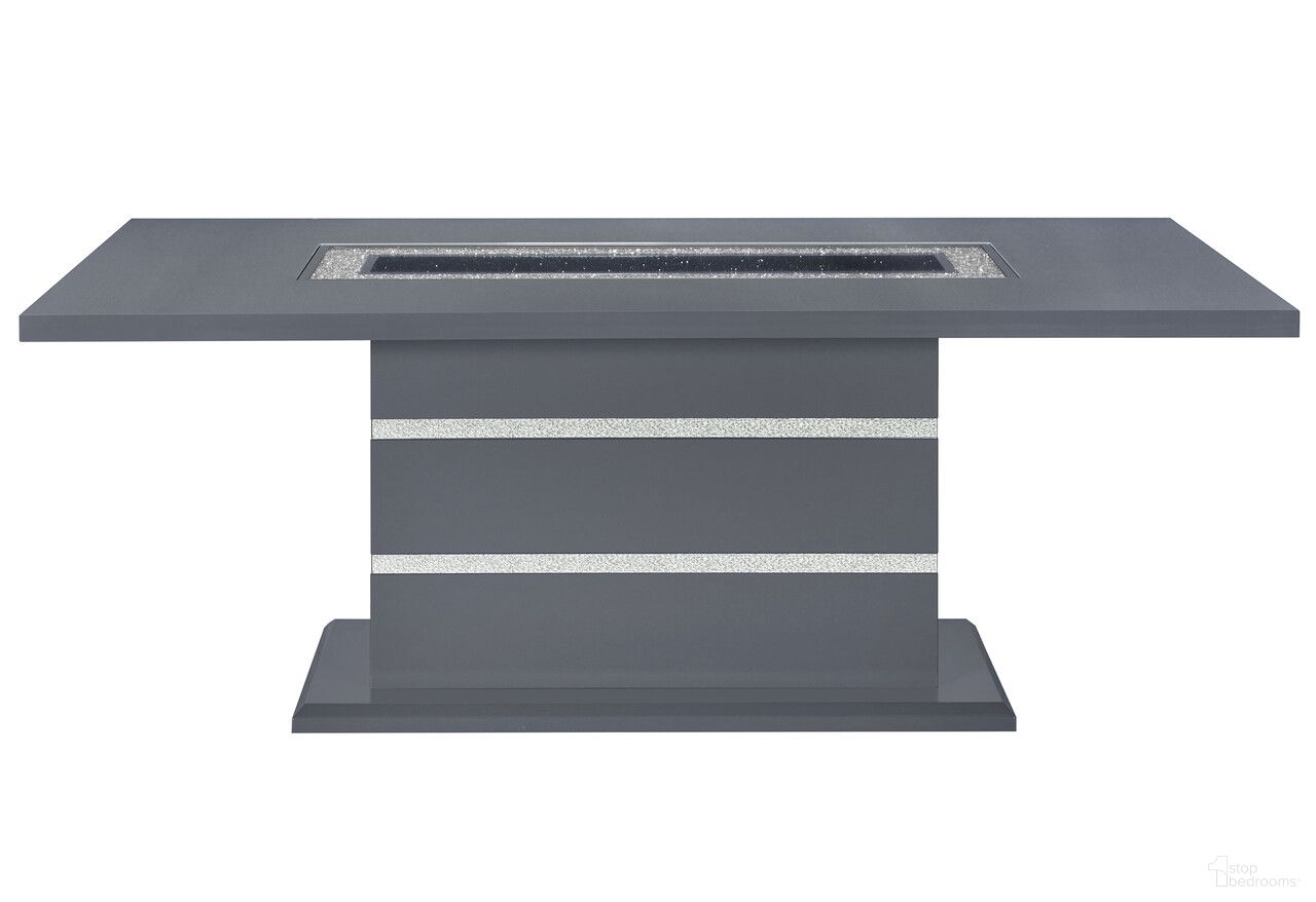 The appearance of 79 Inch Faux Crystals Glass and Wood Pedestal Base Dining Table In Dark Gray designed by Homeroots in the modern / contemporary interior design. This dark gray piece of furniture  was selected by 1StopBedrooms from  to add a touch of cosiness and style into your home. Sku: 564901. Table Base Style: Pedestal. Material: Wood. Table Top Shape: Rectangular. Size: 39" x 79".