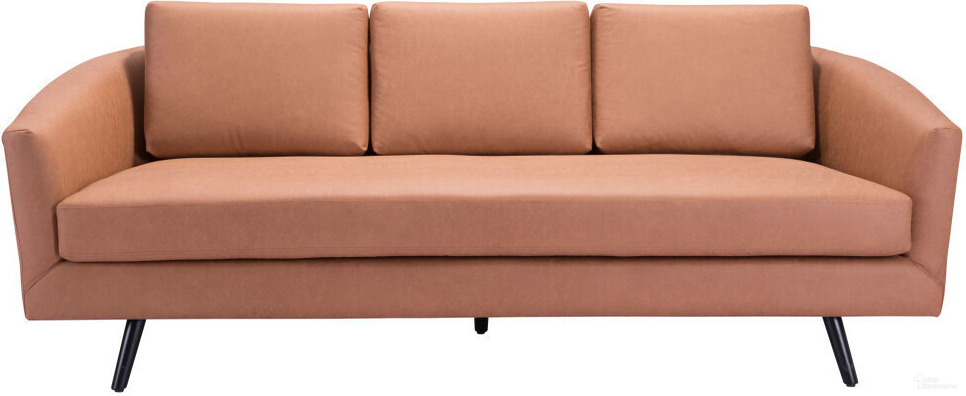 The appearance of 79 Inch Faux Leather Sofa with Black Legs In Brown designed by Homeroots in the modern / contemporary interior design. This brown piece of furniture was selected by 1StopBedrooms from to add a touch of cosiness and style into your home. Sku: 396463. Material: Faux Leather.