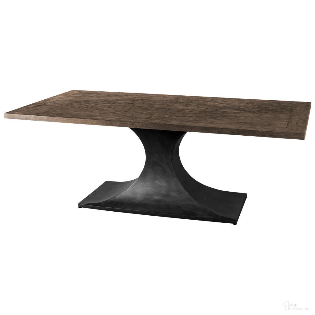 The appearance of 79 Inch Solid Wood and Metal Pedestal Base Dining Table In Black and Brown designed by Homeroots in the transitional interior design. This black and brown piece of furniture  was selected by 1StopBedrooms from  to add a touch of cosiness and style into your home. Sku: 380462. Table Base Style: Pedestal. Material: Wood. Table Top Shape: Rectangular. Size: 39" x 79".